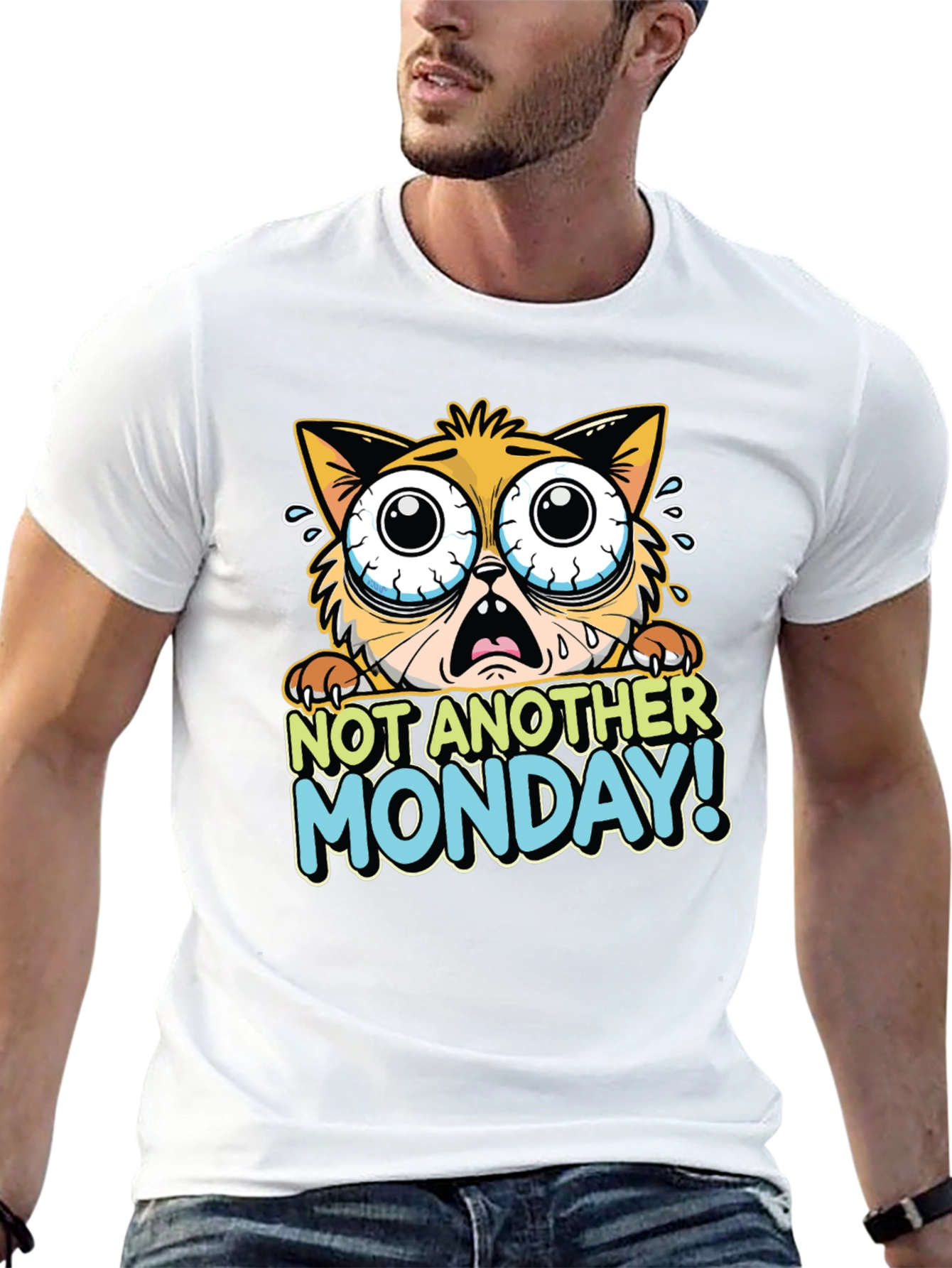 Funny Not Another Monday Cat Graphic T-Shirt