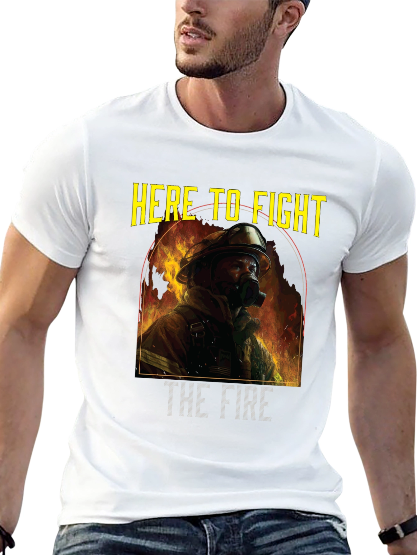 Here to Fight Firefighter Graphic Tee