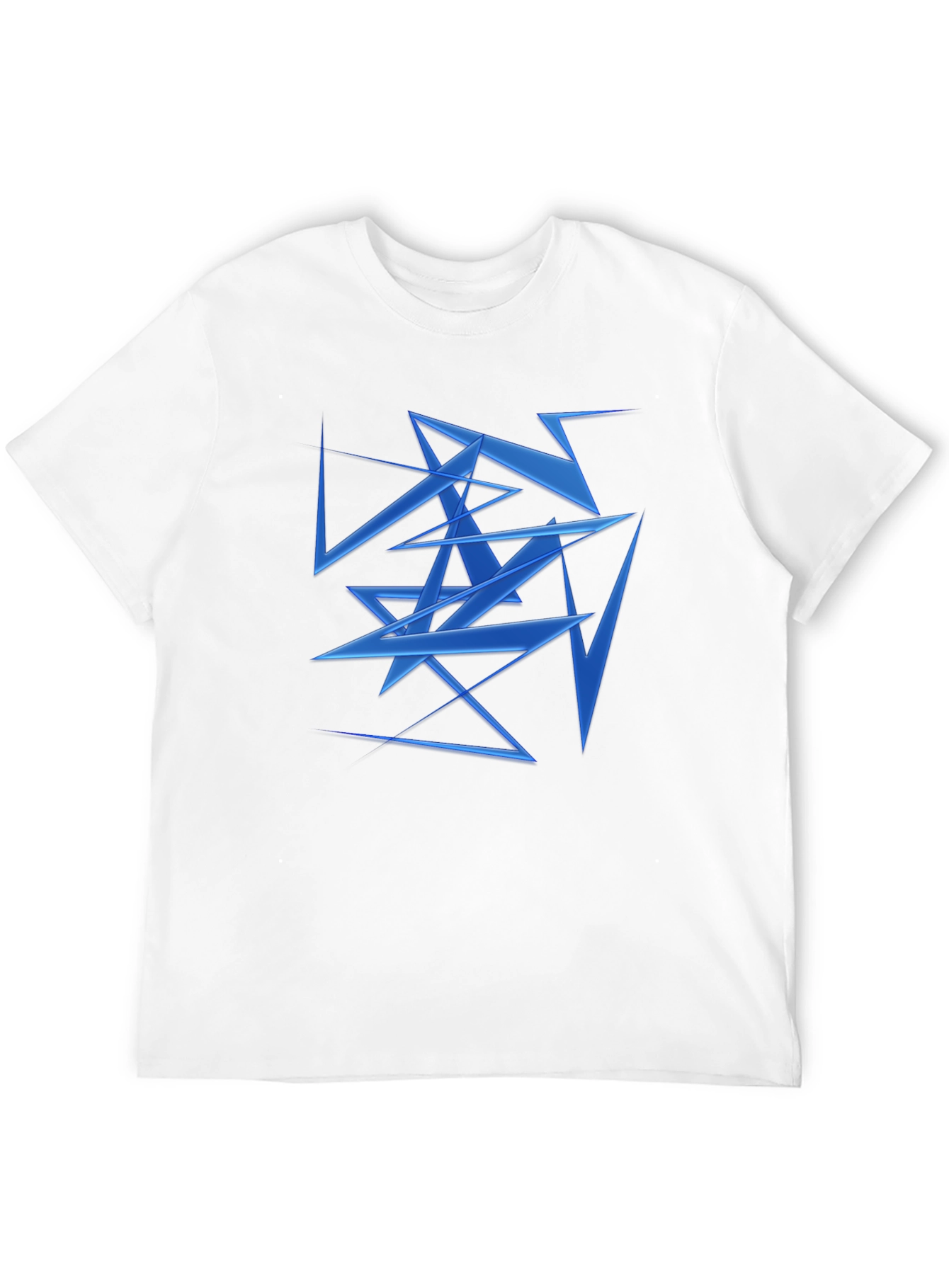 Abstract Geometric Blue Pattern Black T-Shirt