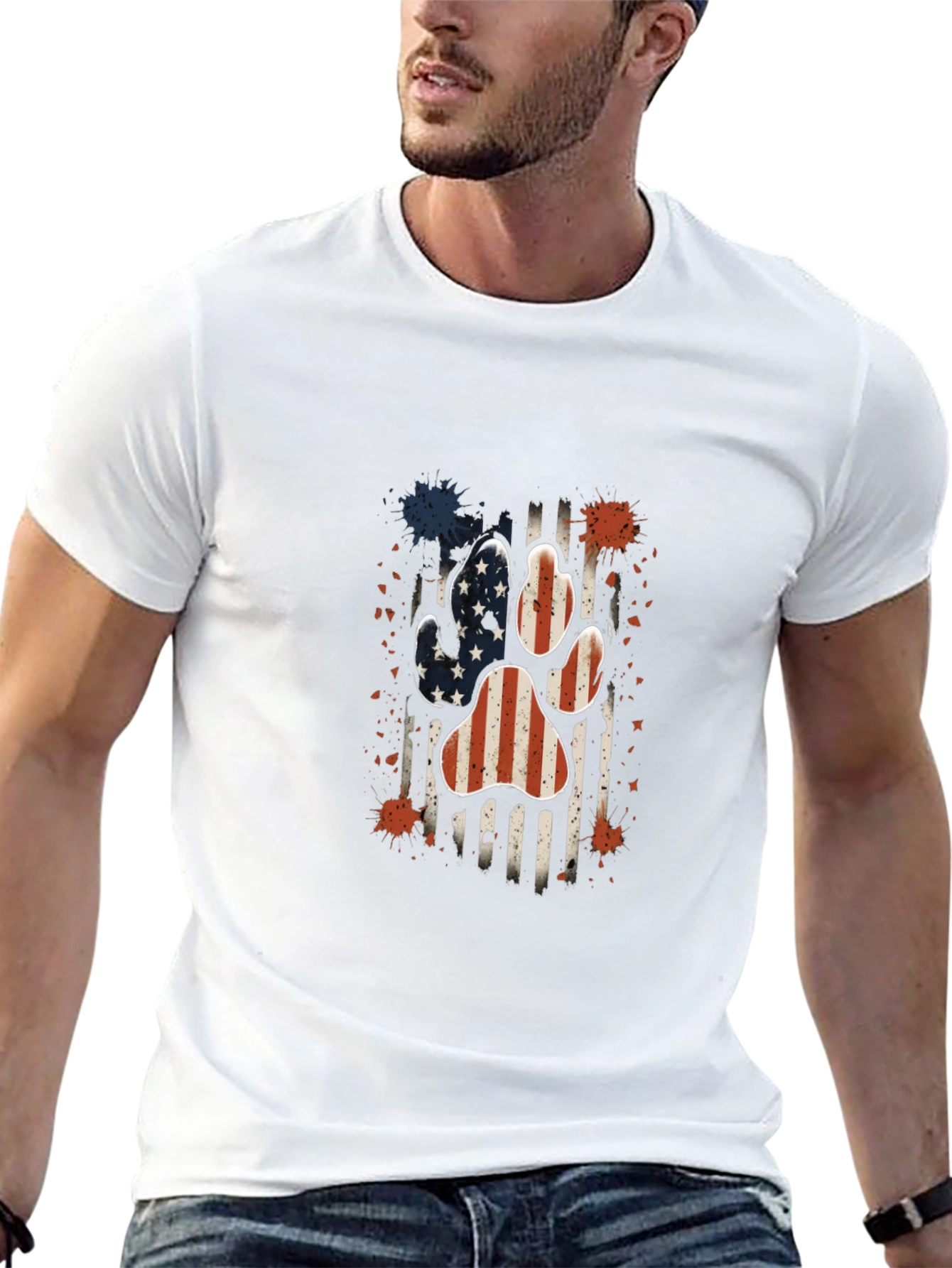 Patriotic Paw Print Mens T-Shirt