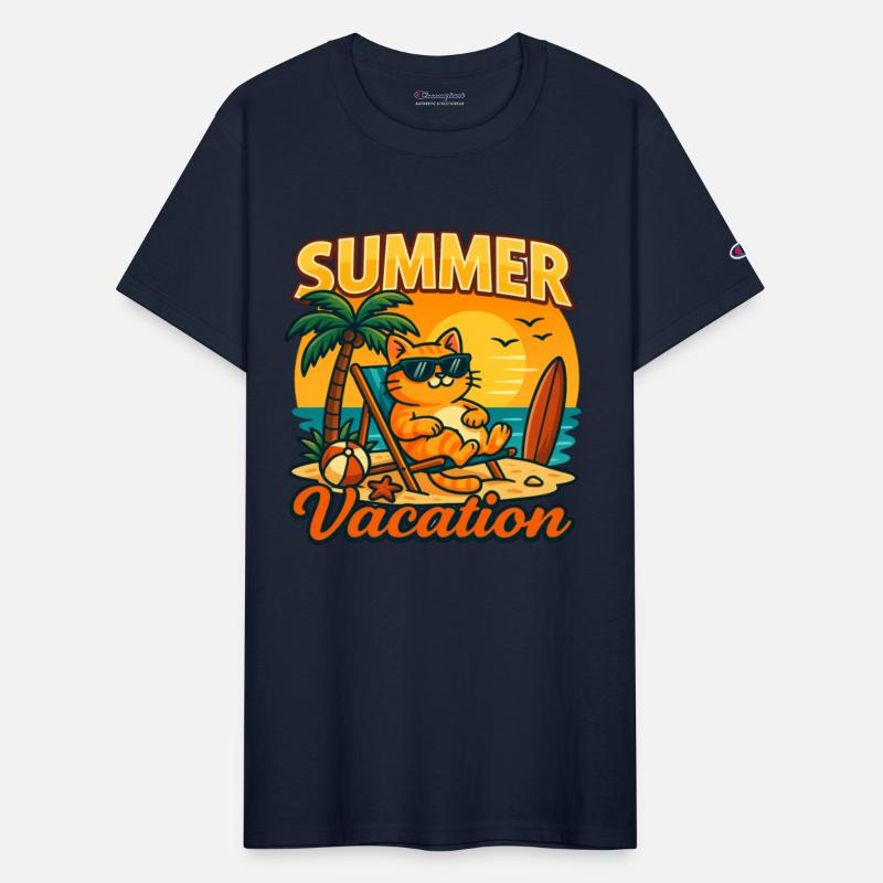 Summer Vacation Cat Illustration