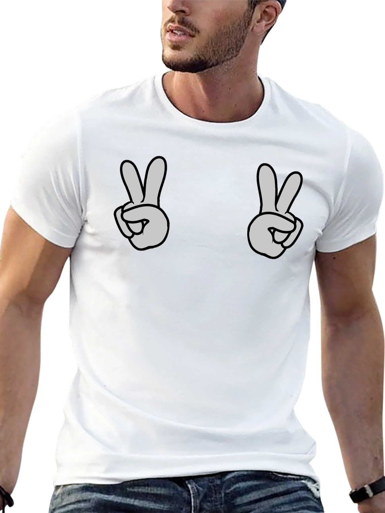 Peace Sign Graphic Tee - Black Casual Shirt