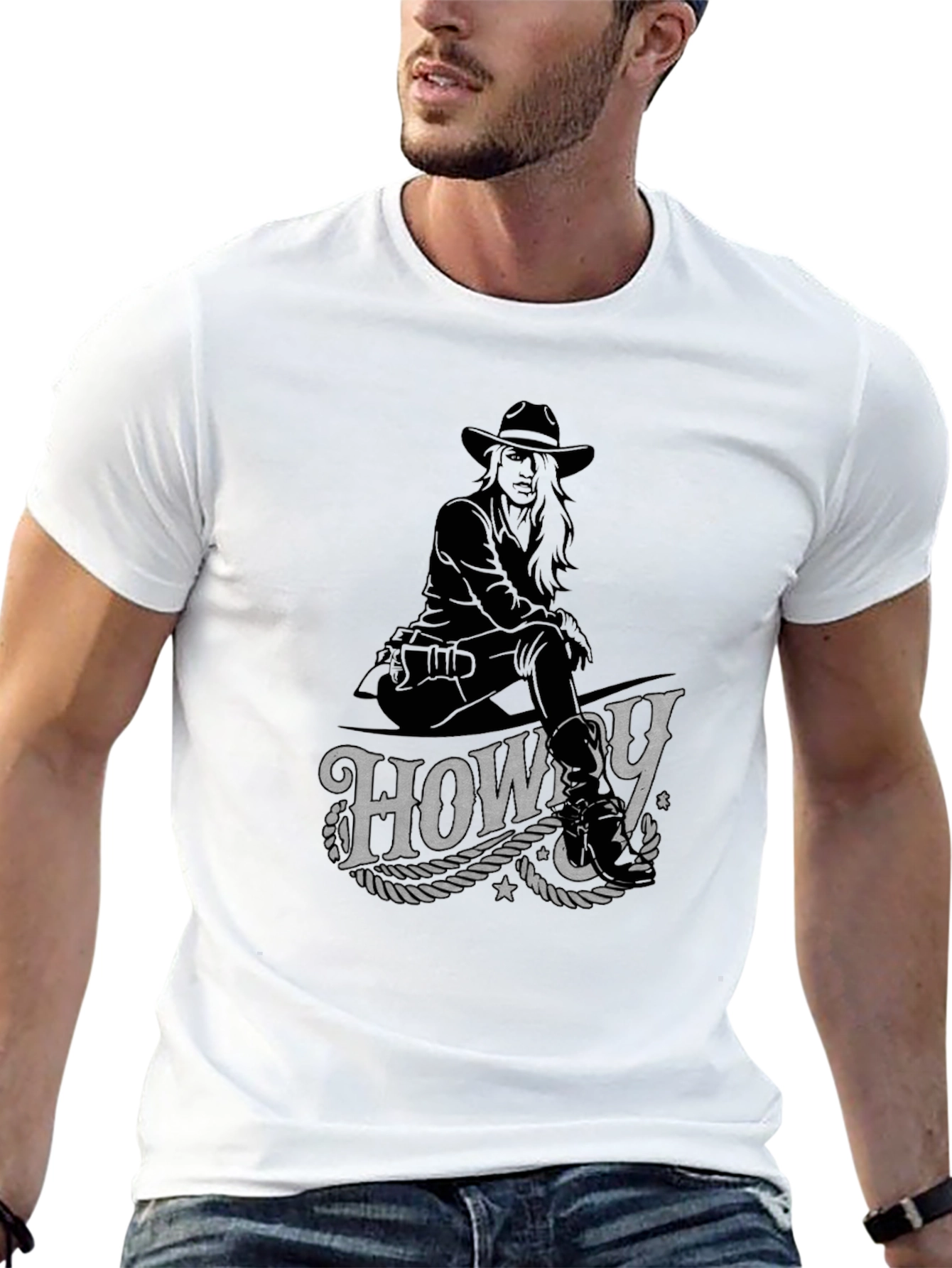 Howdy Cowboy Graphic T-Shirt - Western Style