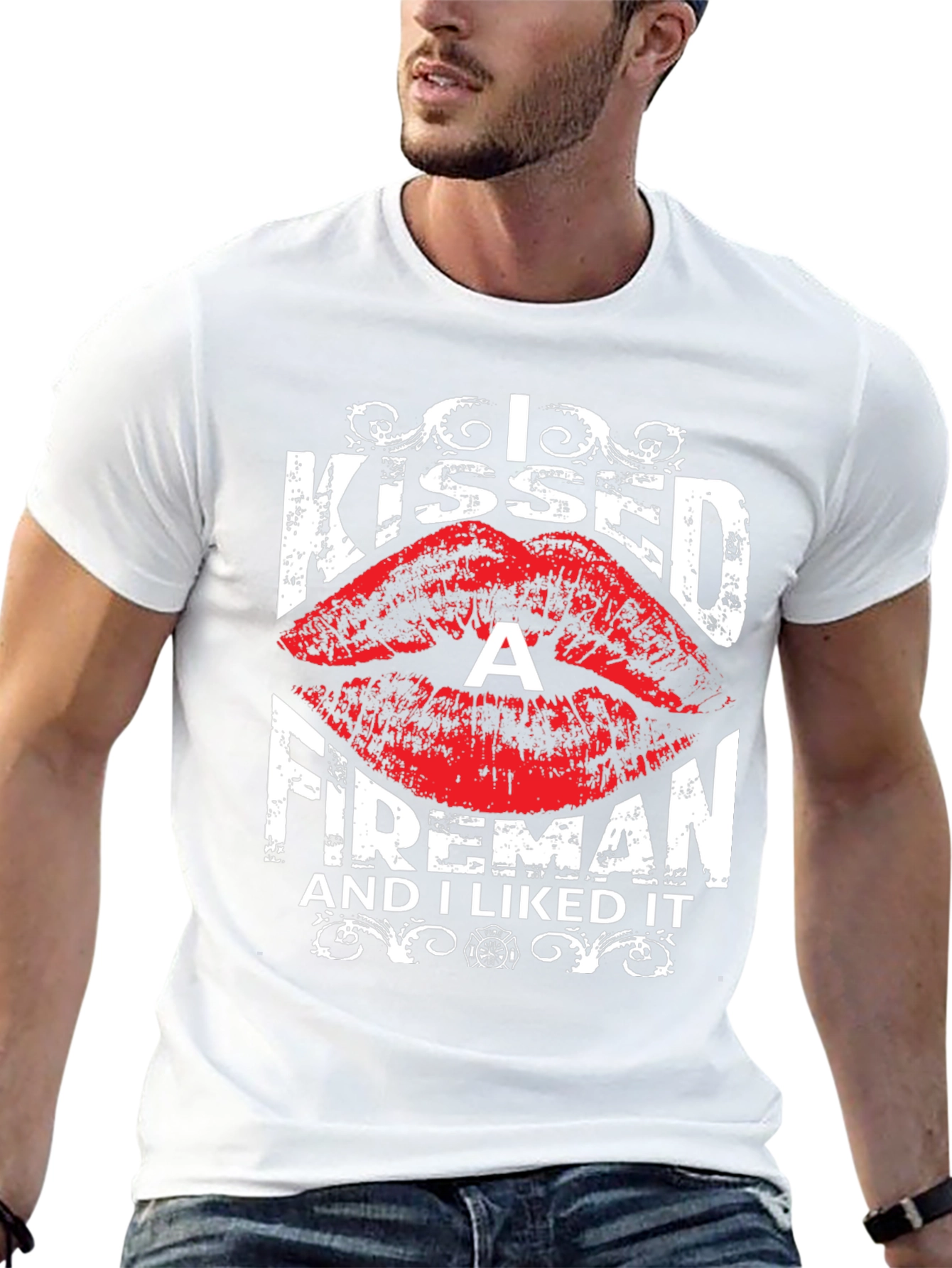 I Kissed a Fireman T-Shirt - Funny Firefighter Tee