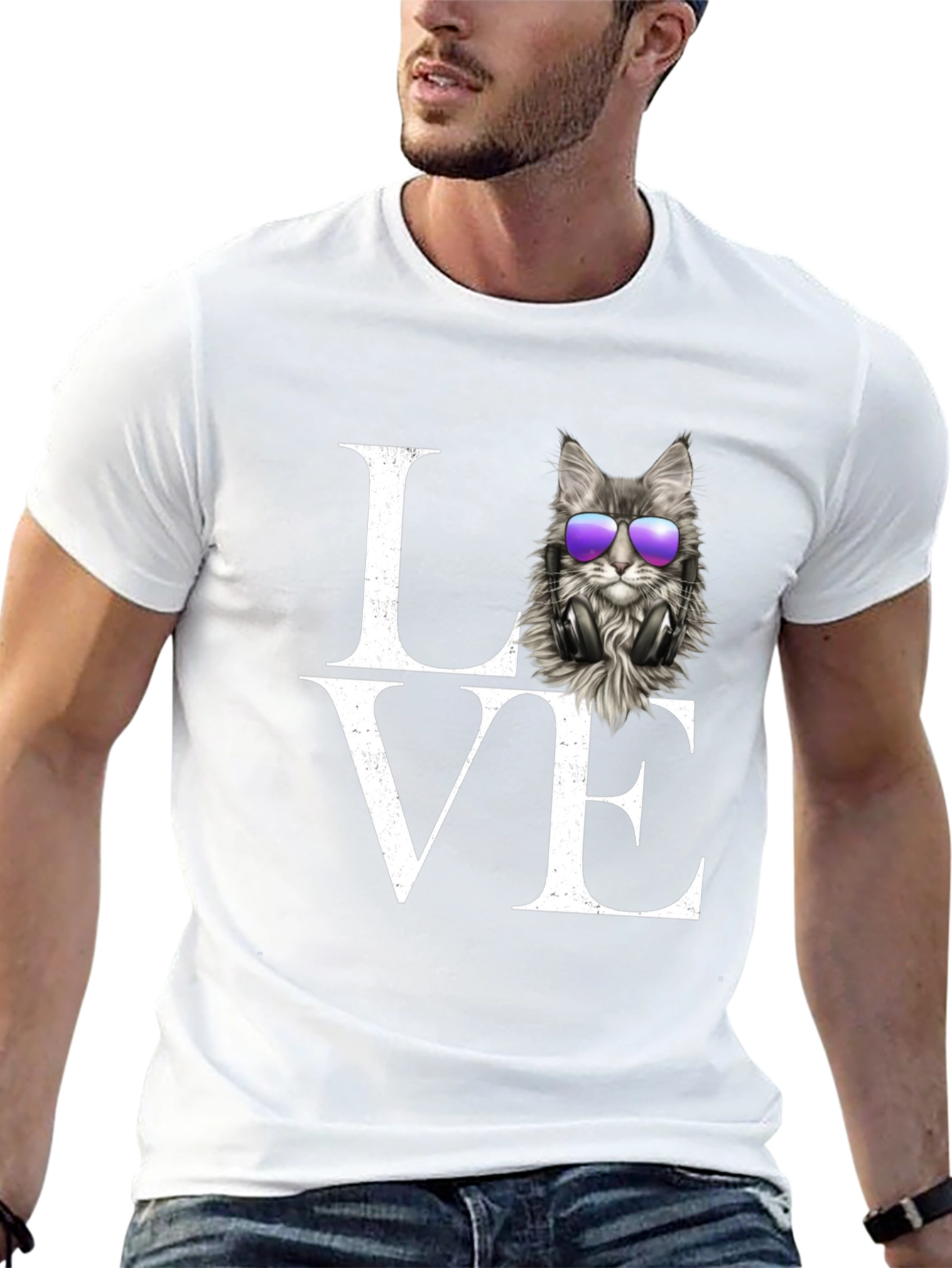 Cool Cat DJ Graphic T-Shirt
