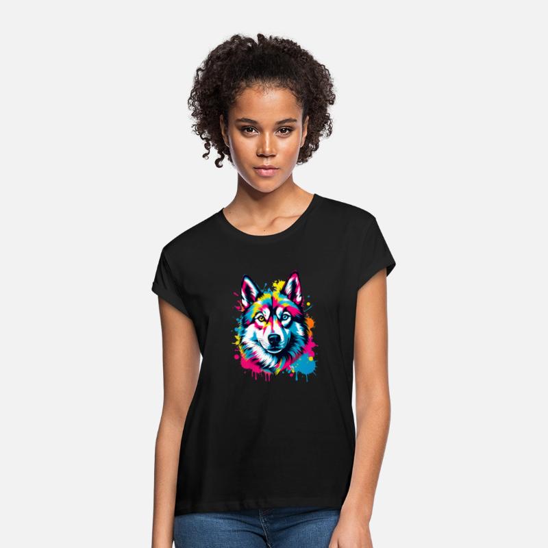 Vibrant Ink Splatter Husky Pop Art, Colorful
