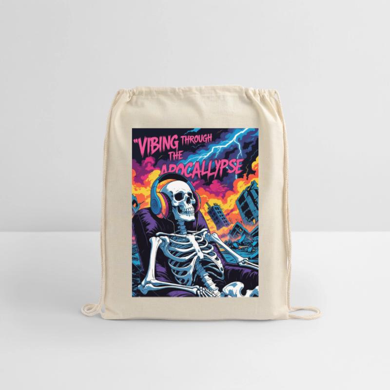 Vibrant Skeleton Amidst Stormy Apocalypse