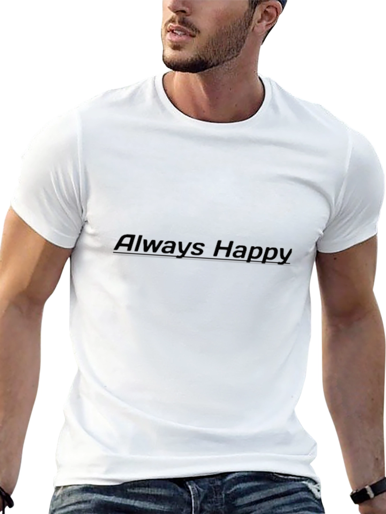 Always Happy Black T-Shirt - Mens Casual Wear