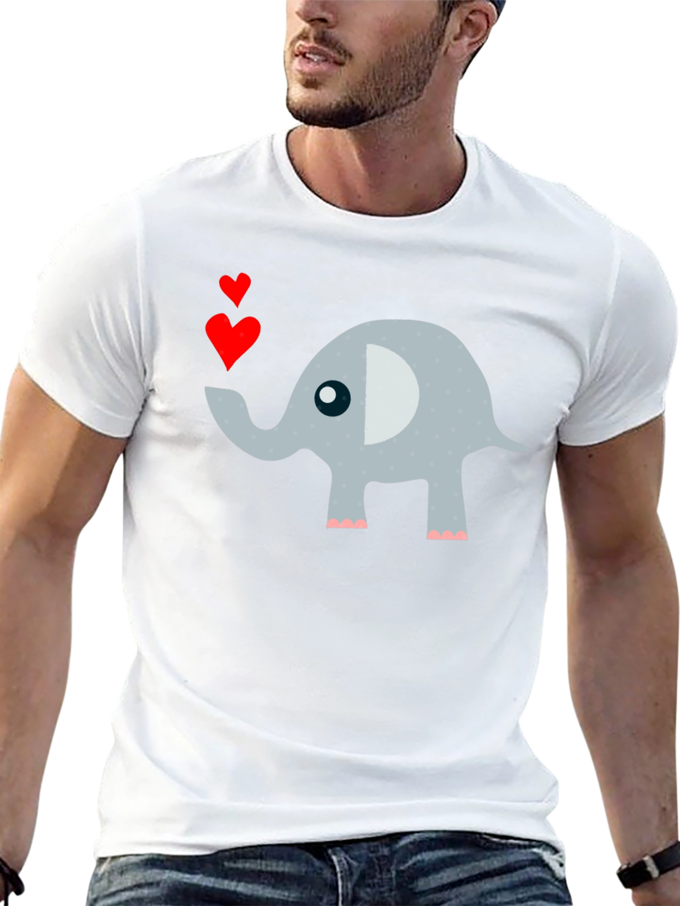 Elephant Love Mens T-Shirt Cute Animal Tee