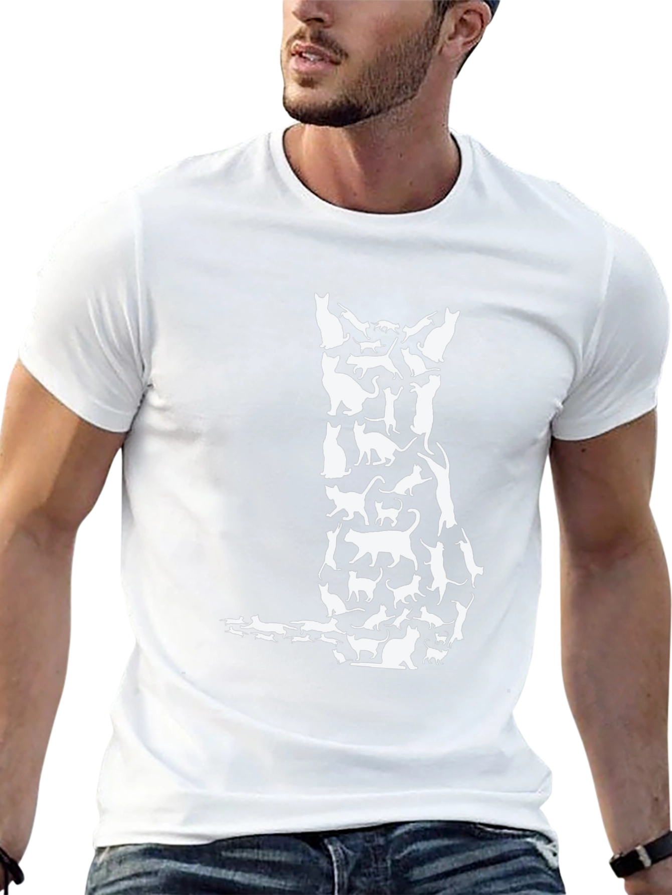 Cat Silhouette T-Shirt - Unique Feline Design