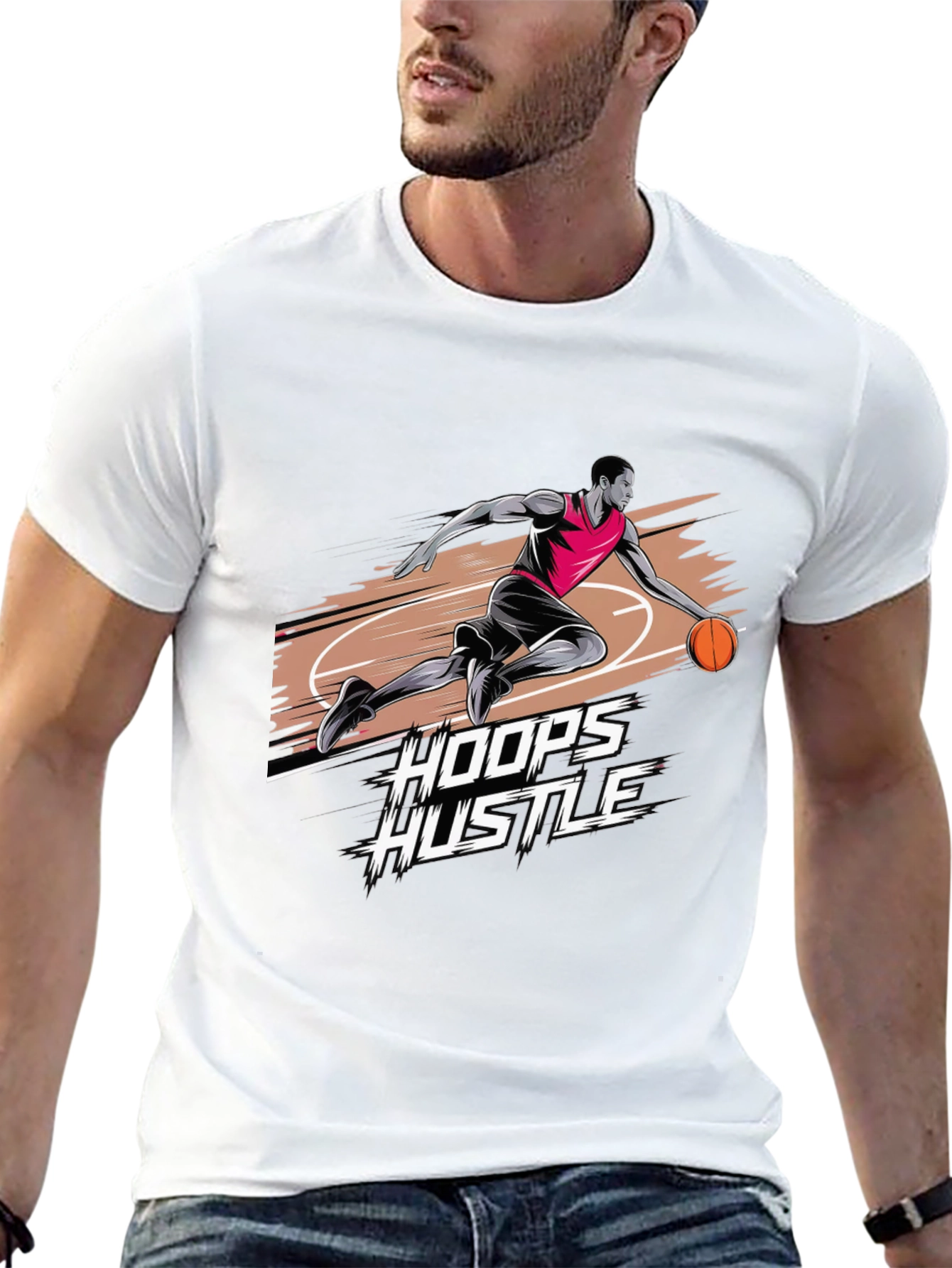 Hoops Hustle Graphic T-Shirt - Stylish Basketball Tee