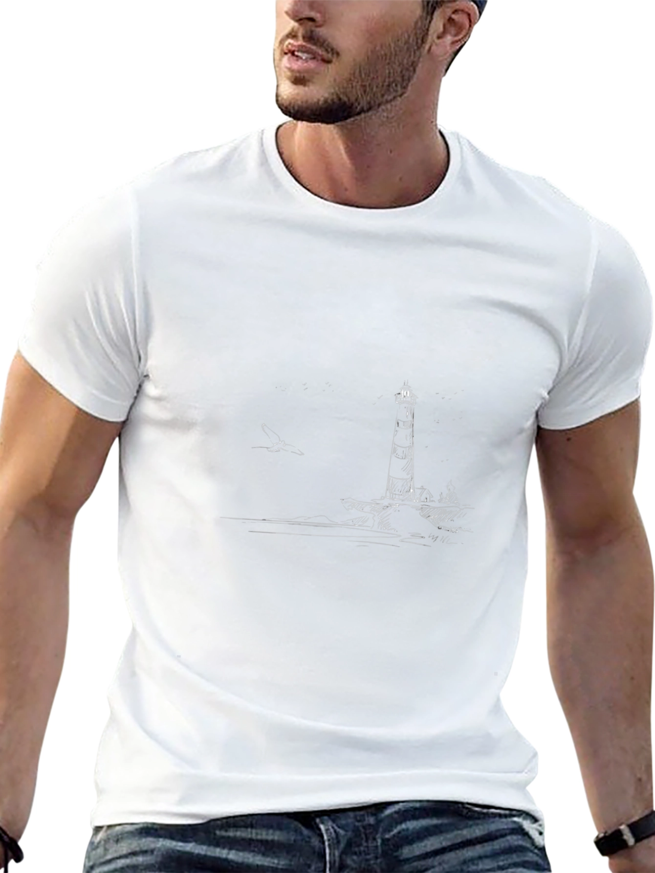 Lighthouse Graphic Tee - Classic Black Cotton Shirt