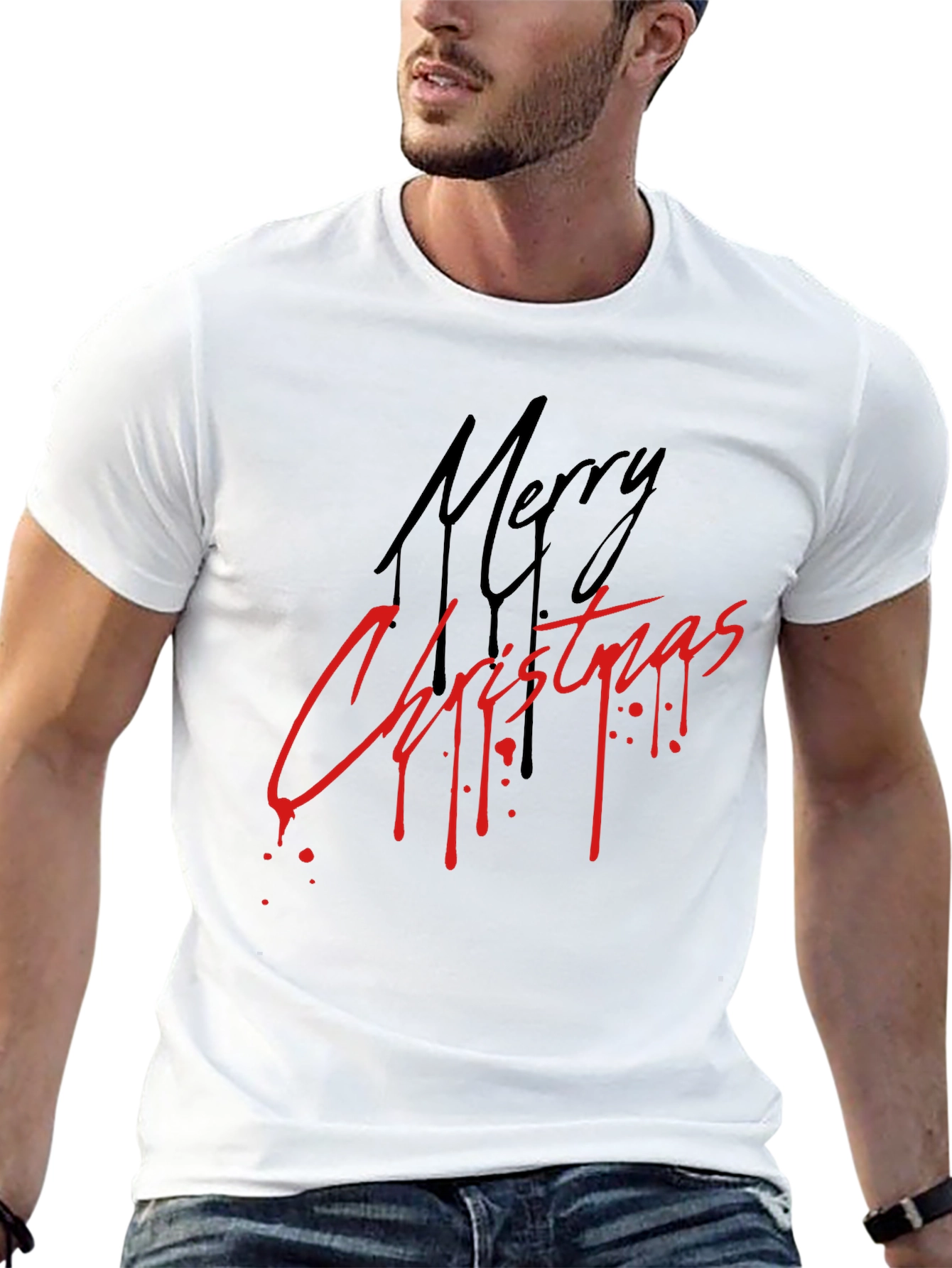 Merry Christmas Graphic Tee - Black Holiday T-Shirt