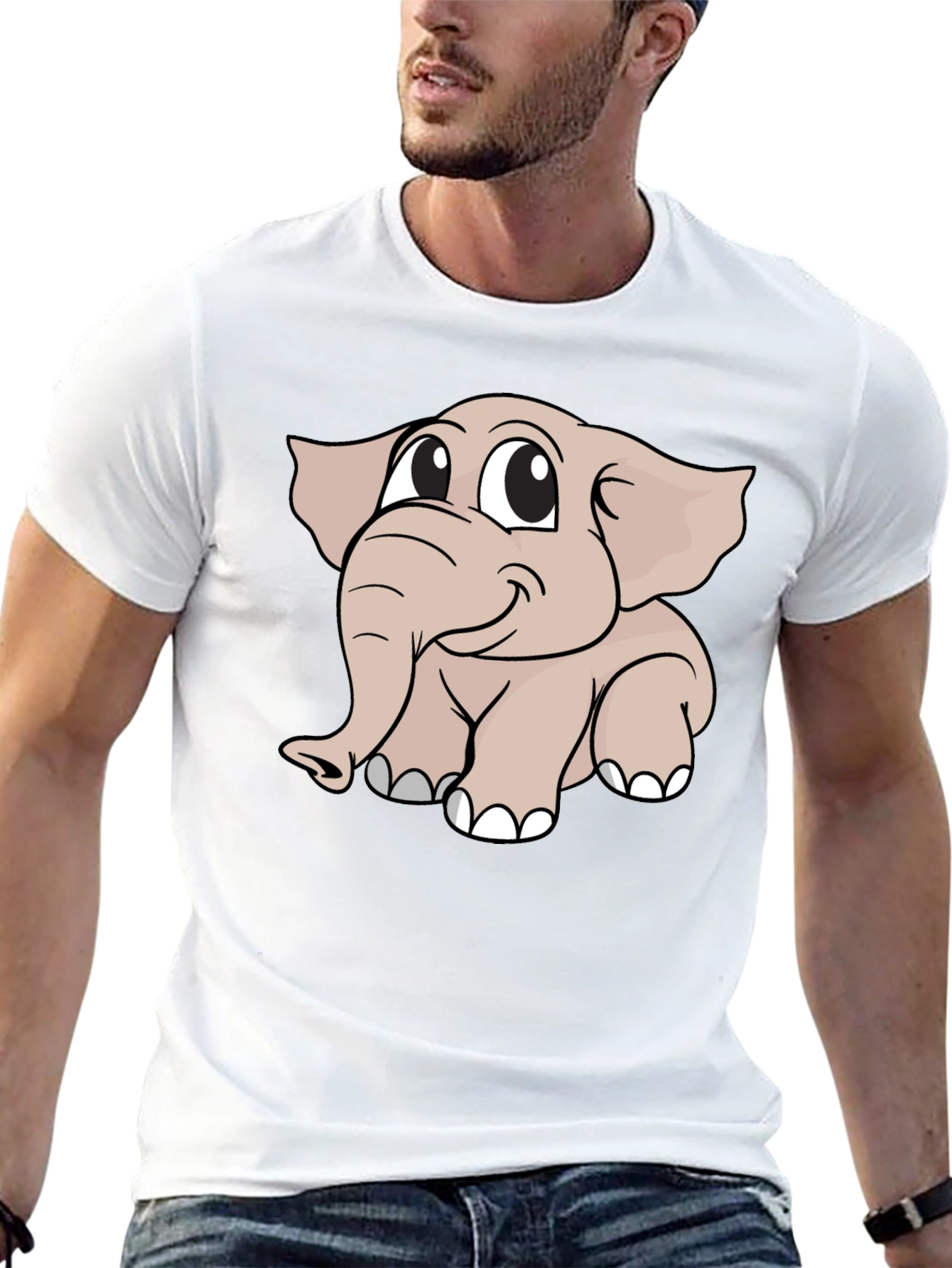Cute Elephant Graphic T-Shirt - Black