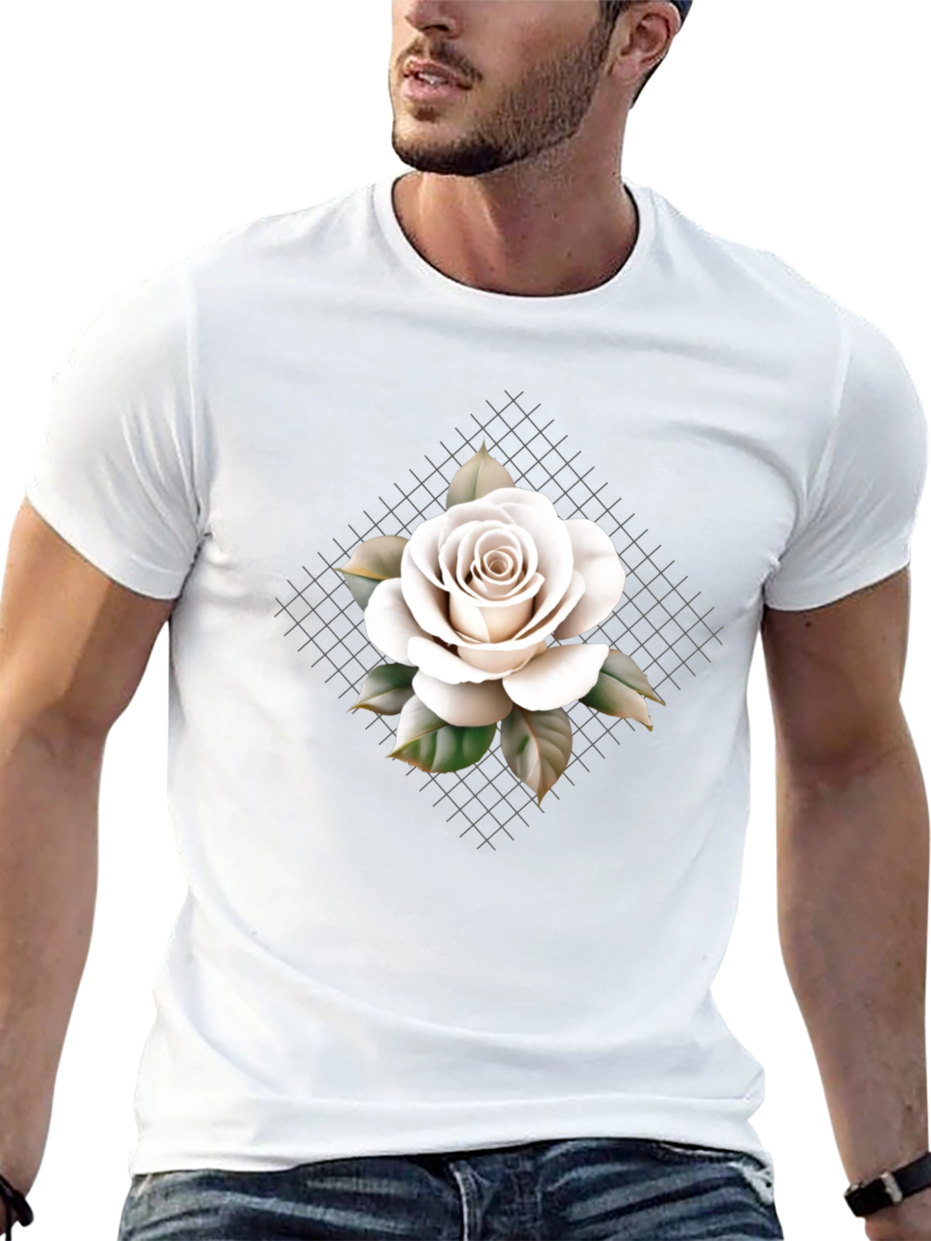 Rose Graphic Tee - Elegant Floral Design