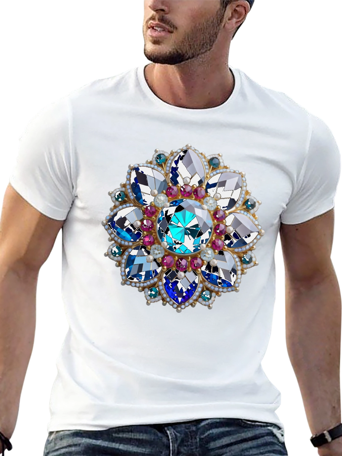 Jeweled Blossom Graphic Tee - Statement Style