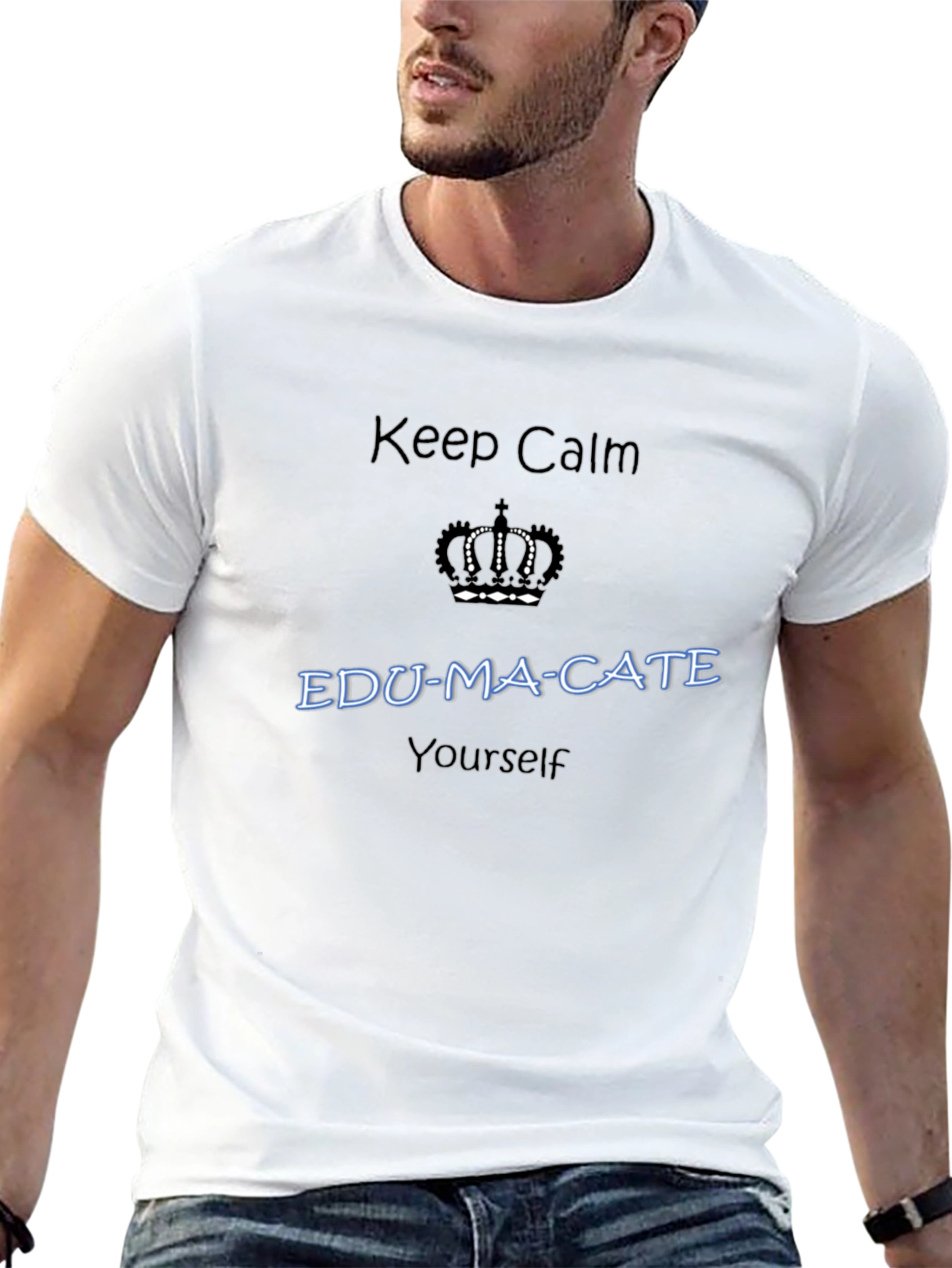 Keep Calm EDU-MA-CATE Yourself Black T-Shirt