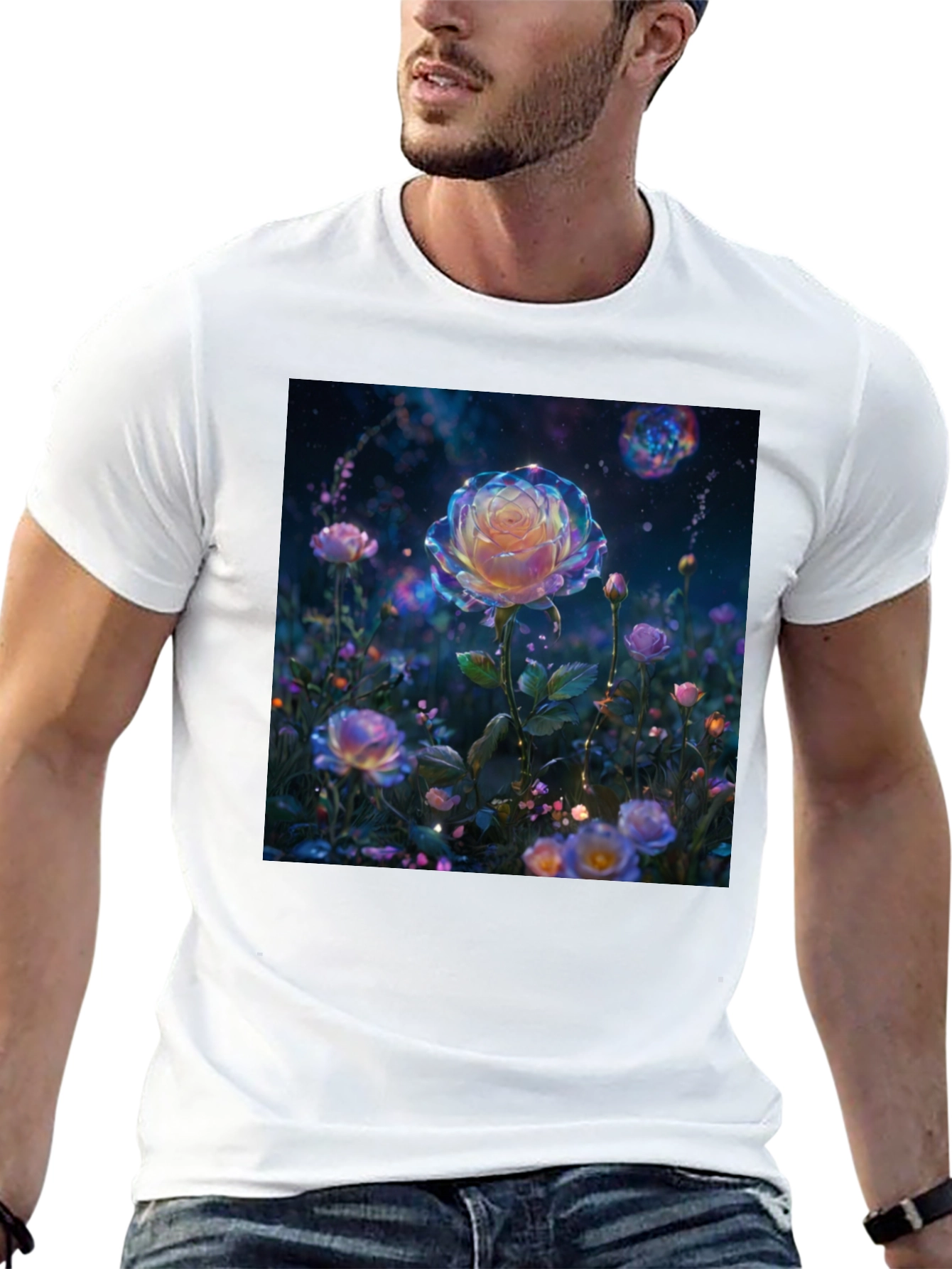 Galaxy Rose Graphic Tee - Unique Floral Design
