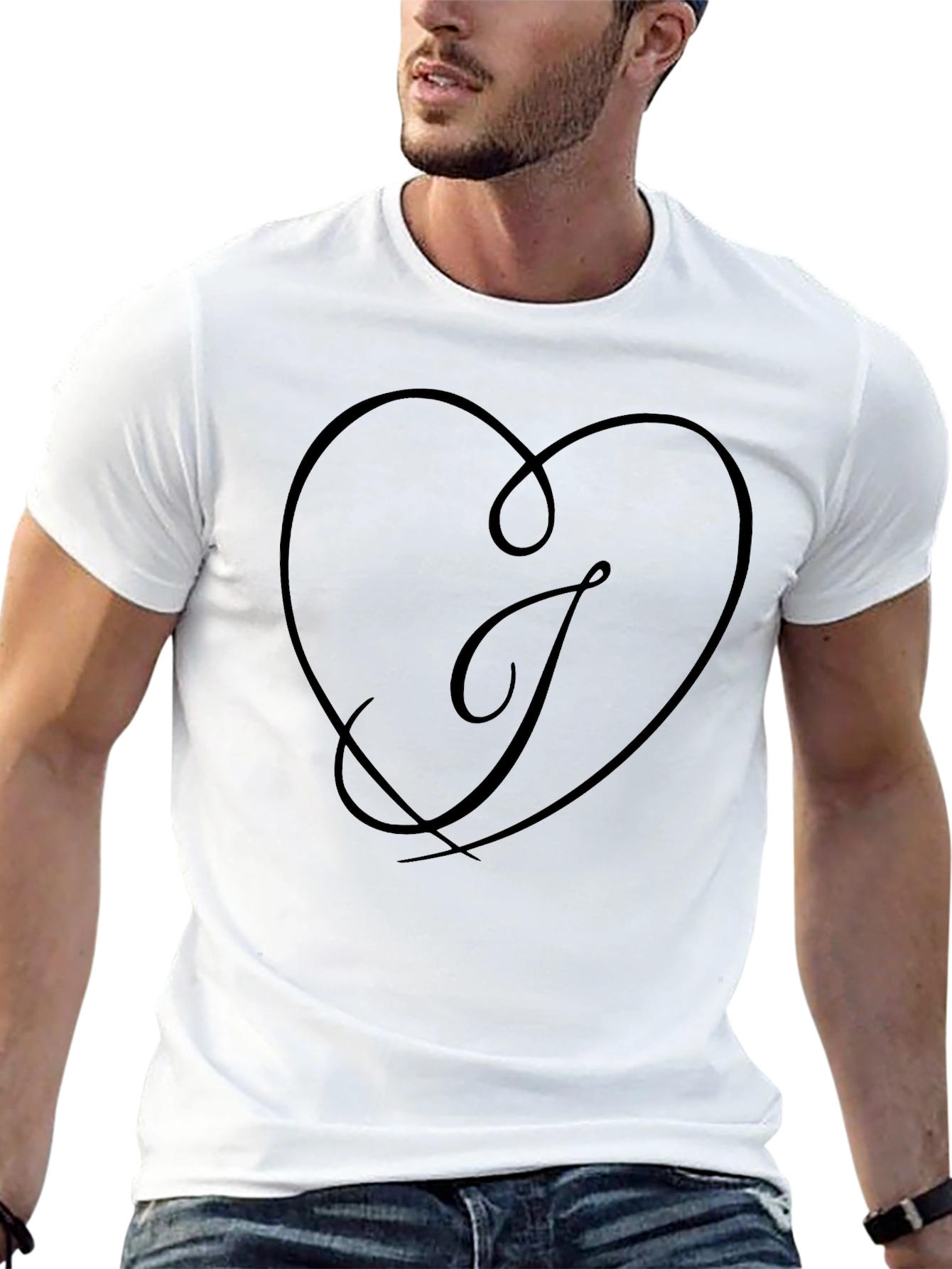 Heart Letter T Black T-Shirt - Stylish Casual Wear