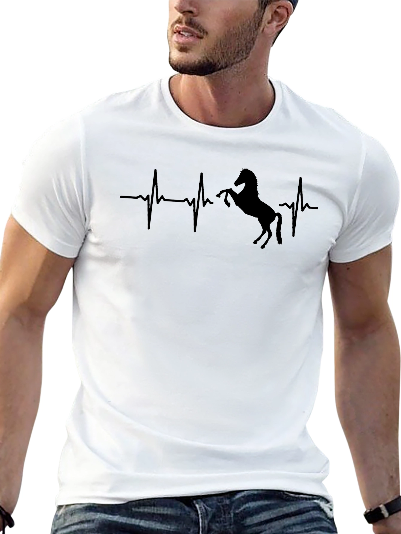Horse Heartbeat Graphic Tee - Black