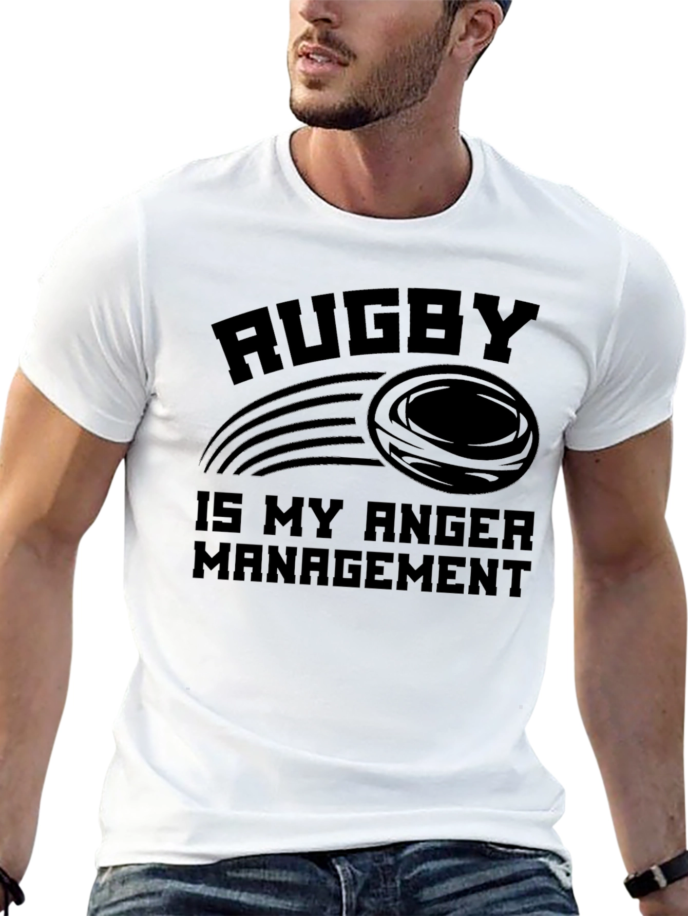 Rugby is My Anger Management Black T-Shirt