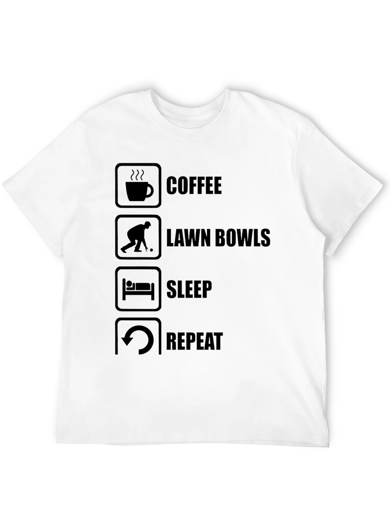 Coffee Lawn Bowls Sleep Repeat T-Shirt