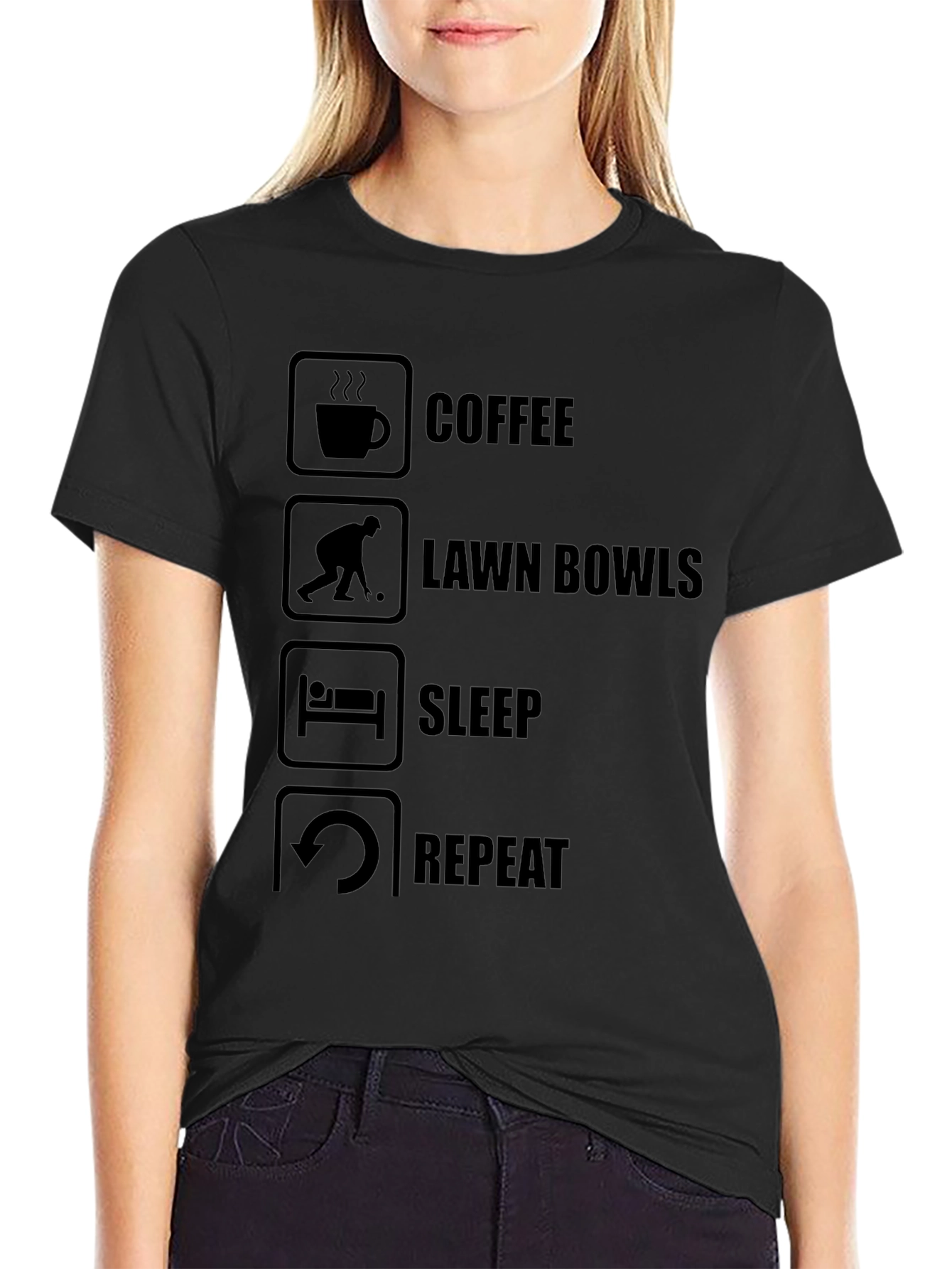 Coffee Lawn Bowls Sleep Repeat T-Shirt