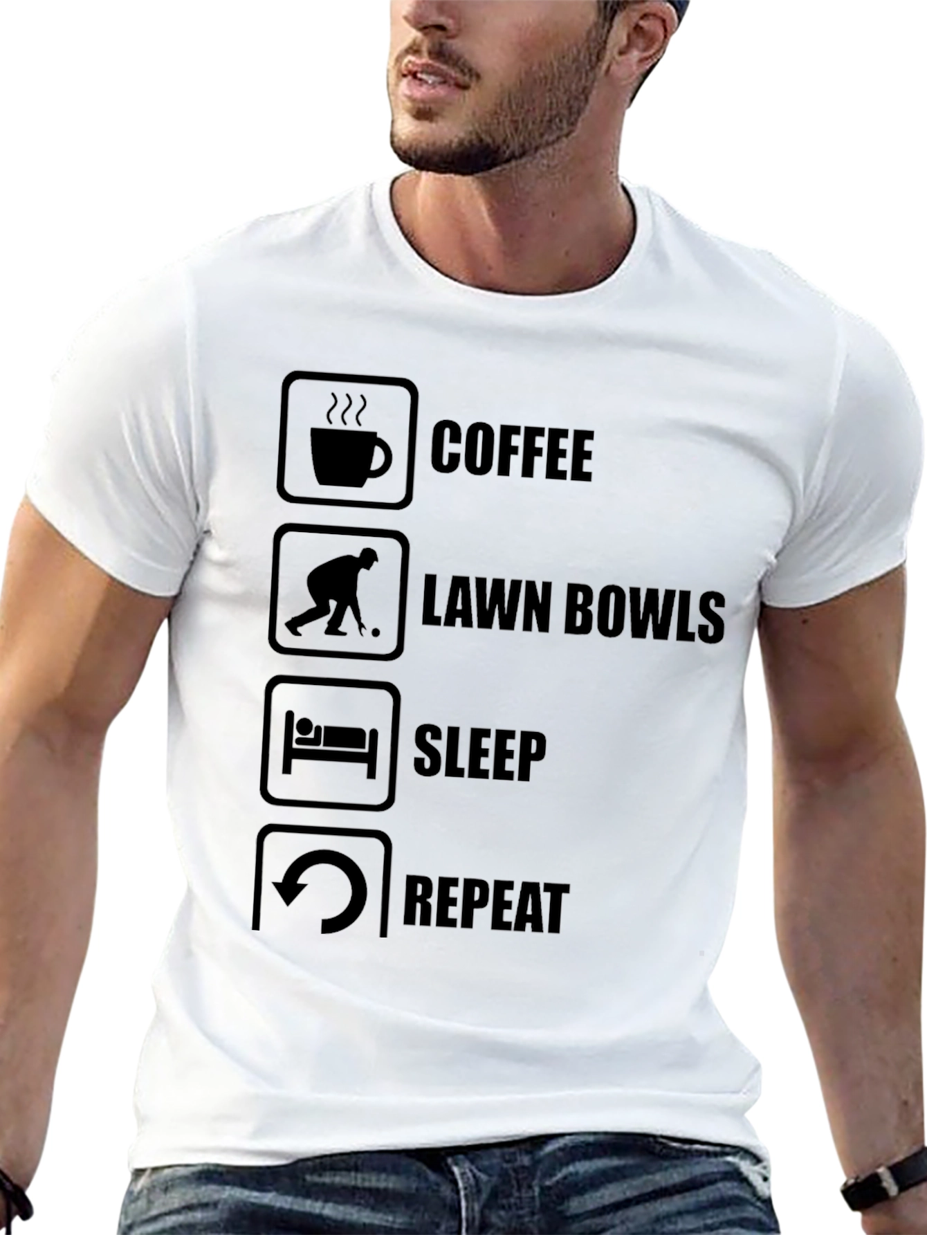 Coffee Lawn Bowls Sleep Repeat T-Shirt