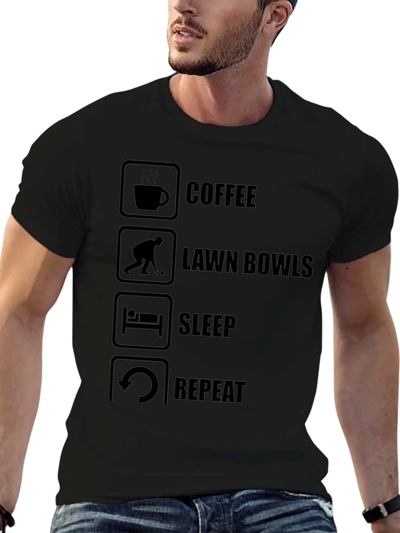 Coffee Lawn Bowls Sleep Repeat T-Shirt