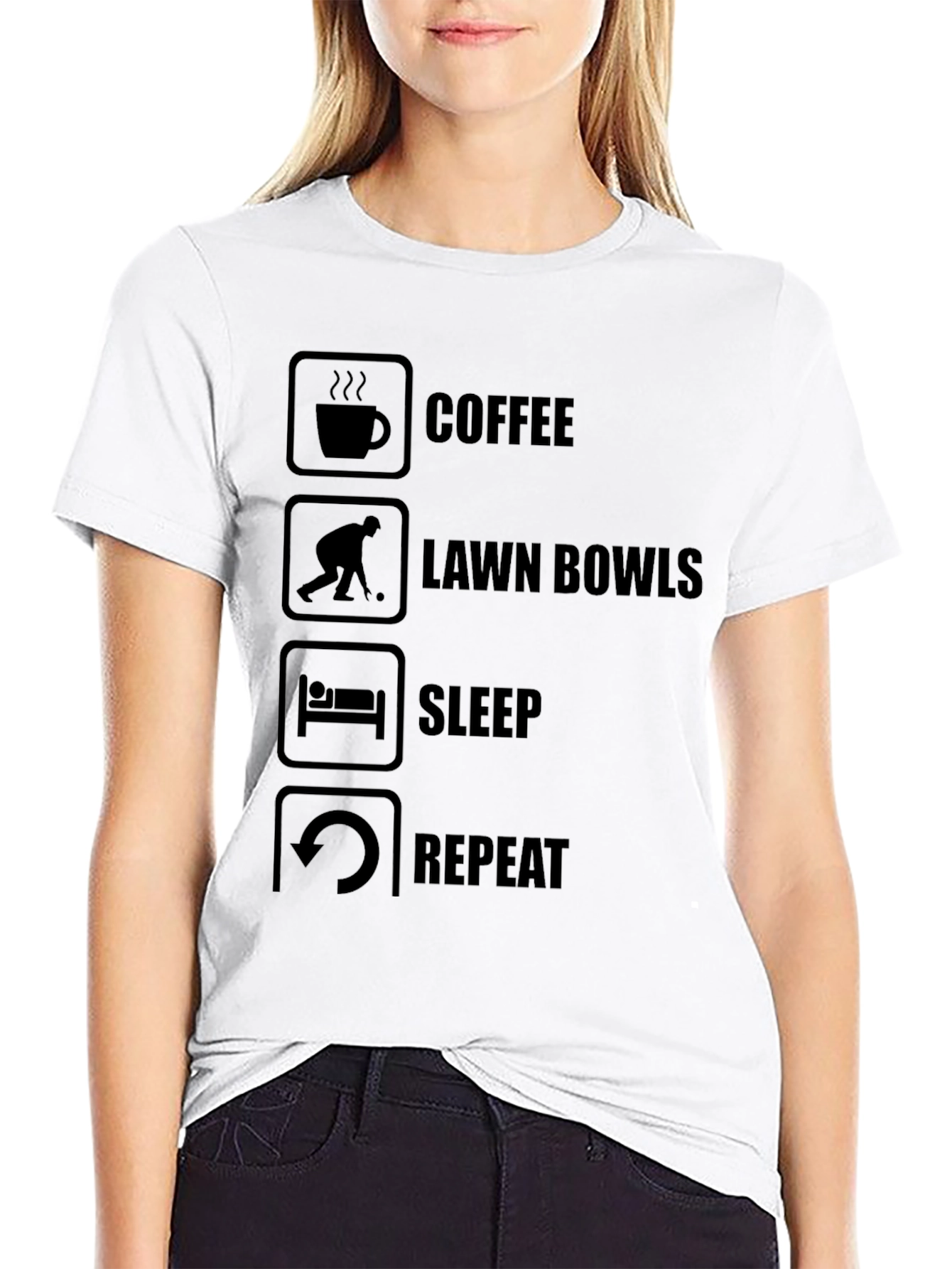 Coffee Lawn Bowls Sleep Repeat T-Shirt