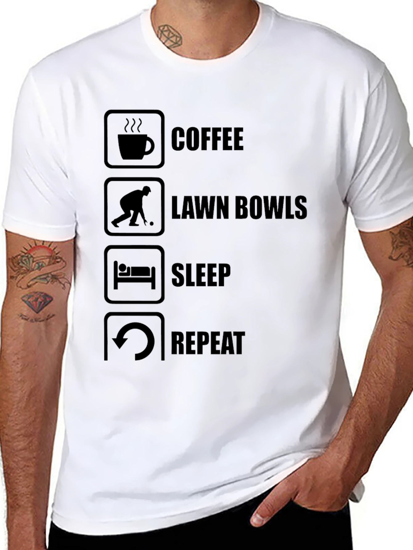Coffee Lawn Bowls Sleep Repeat T-Shirt