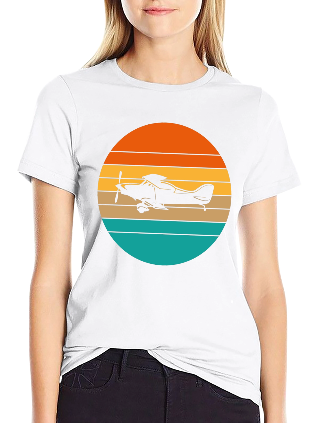 Retro Airplane Sunset T-Shirt - Aviation Gift
