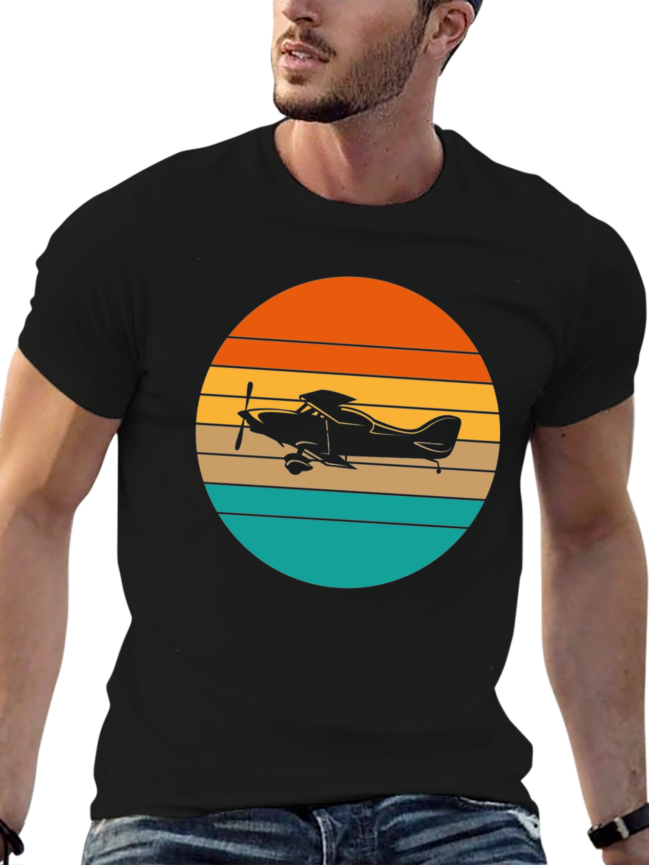 Retro Airplane Sunset T-Shirt - Aviation Gift