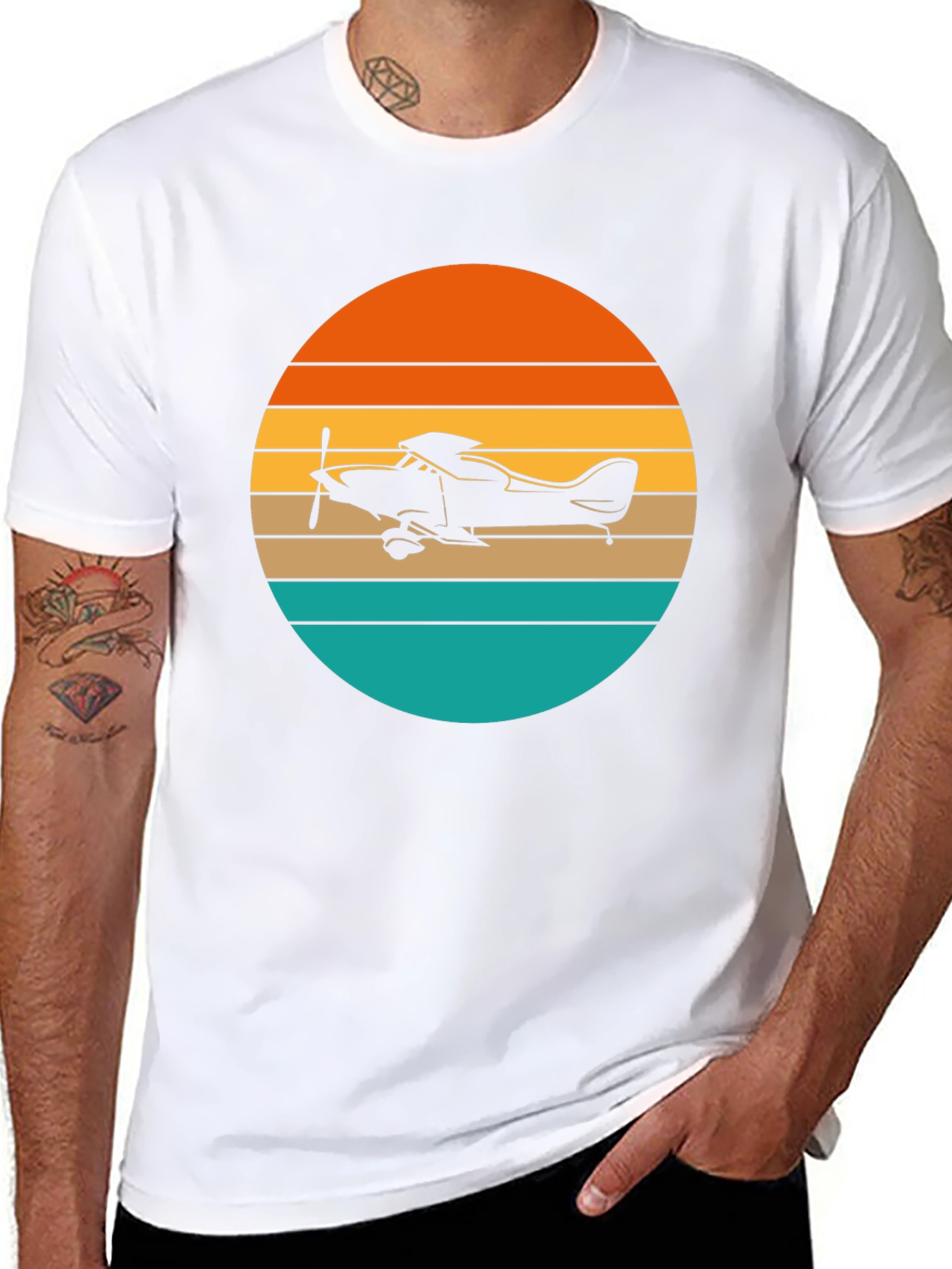 Retro Airplane Sunset T-Shirt - Aviation Gift