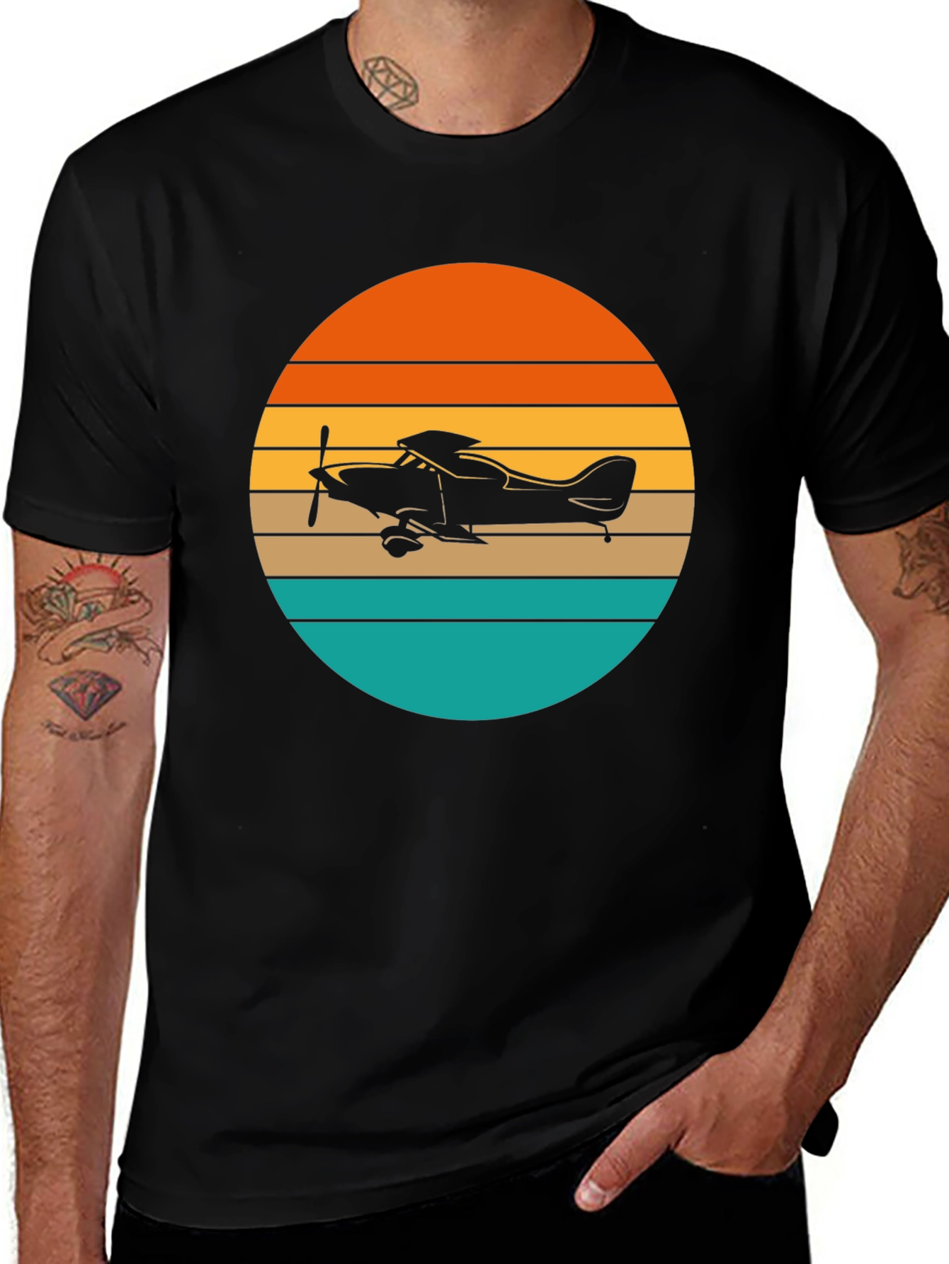 Retro Airplane Sunset T-Shirt - Aviation Gift