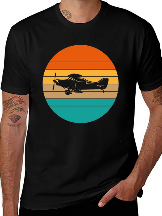 Retro Airplane Sunset T-Shirt - Aviation Gift