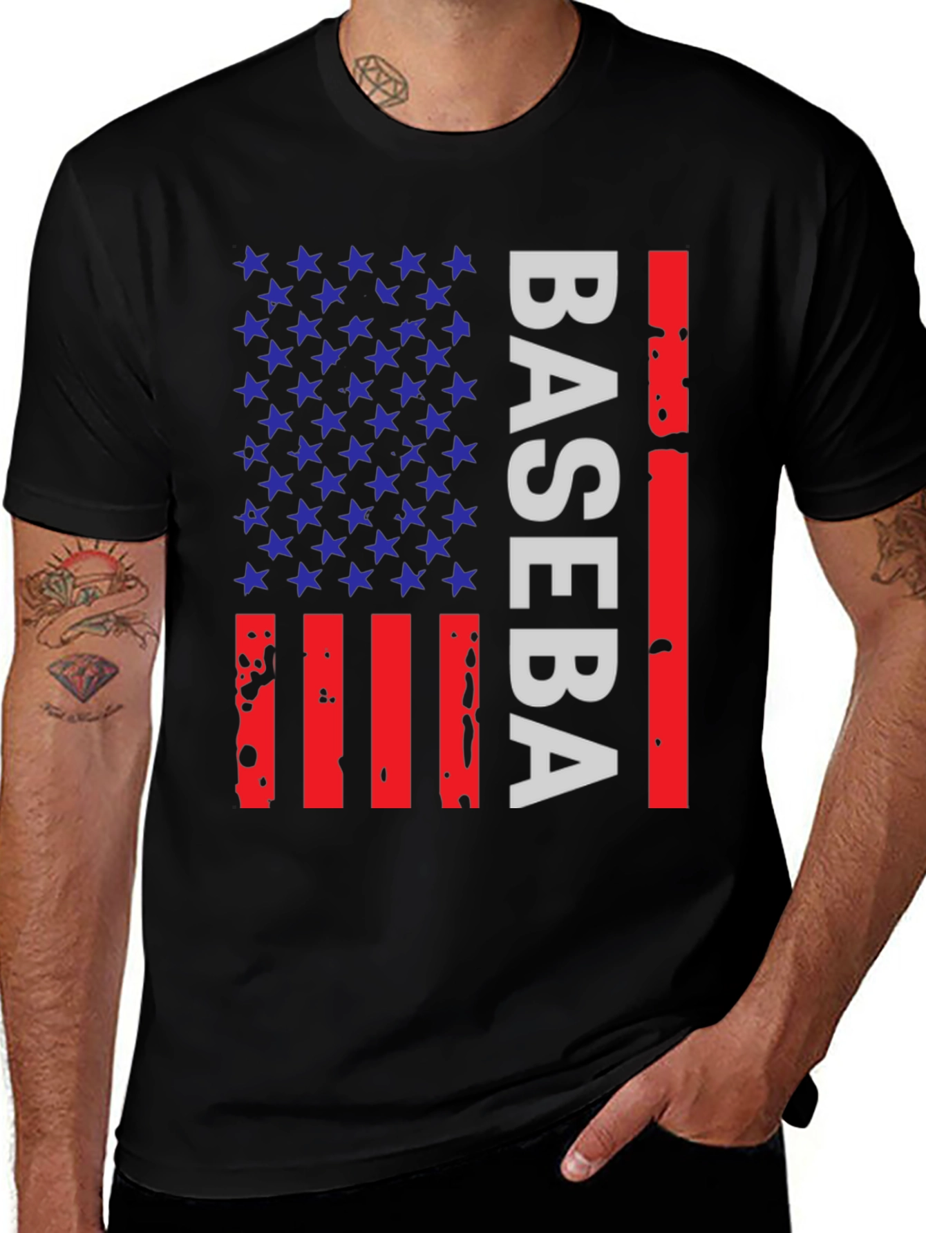 Baseball American Flag T-Shirt