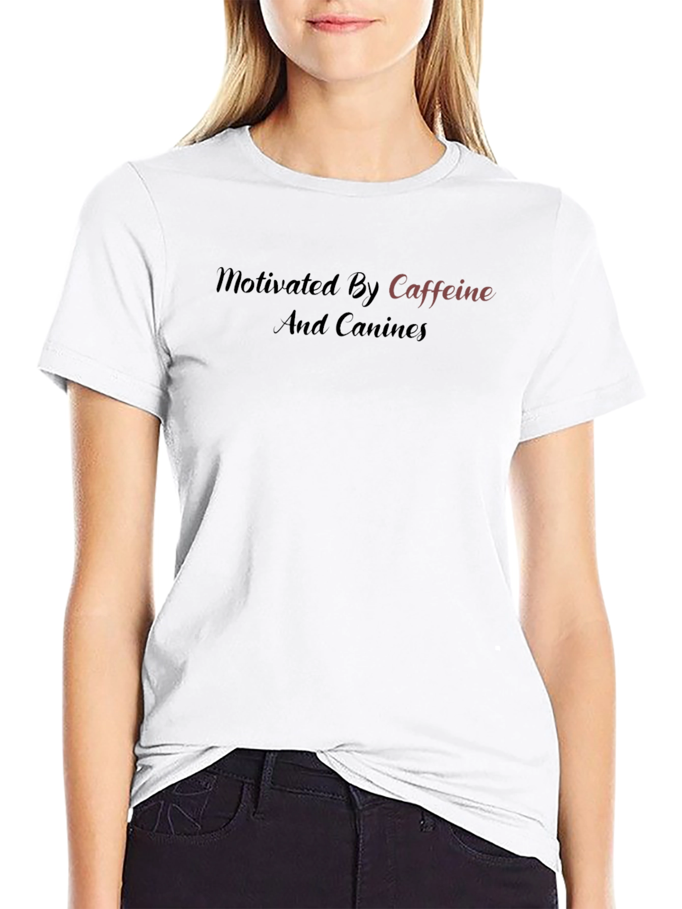 Motivated by Caffeine & Canines Black T-Shirt