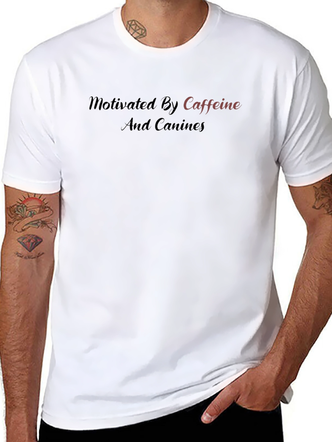 Motivated by Caffeine & Canines Black T-Shirt