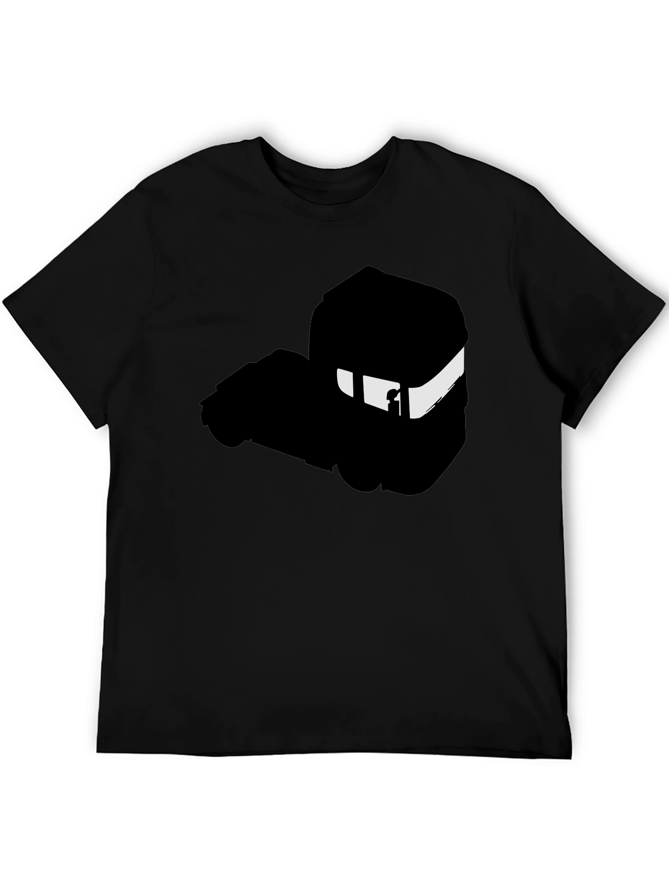 Minimalist Black T-Shirt with Abstract Train Silhouette