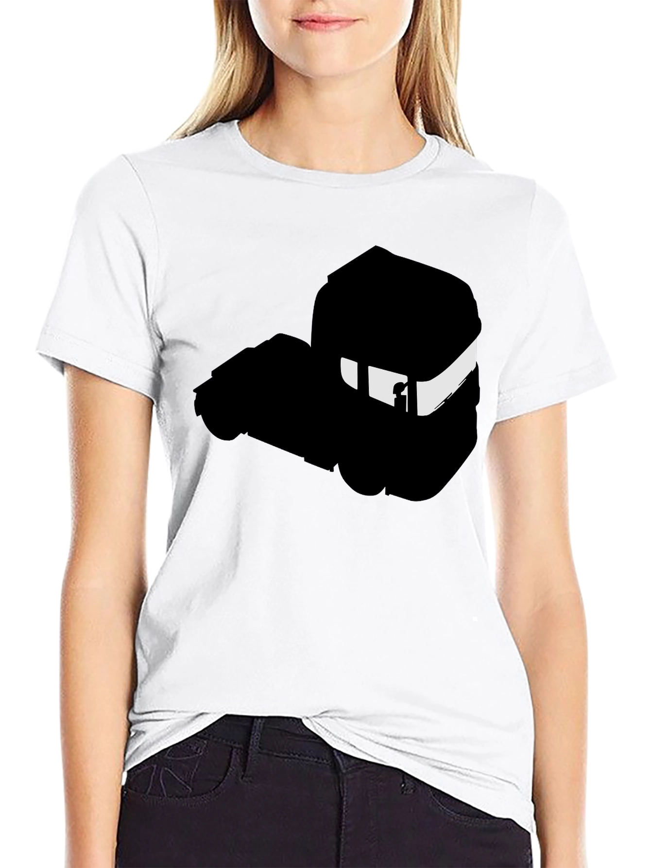 Minimalist Black T-Shirt with Abstract Train Silhouette