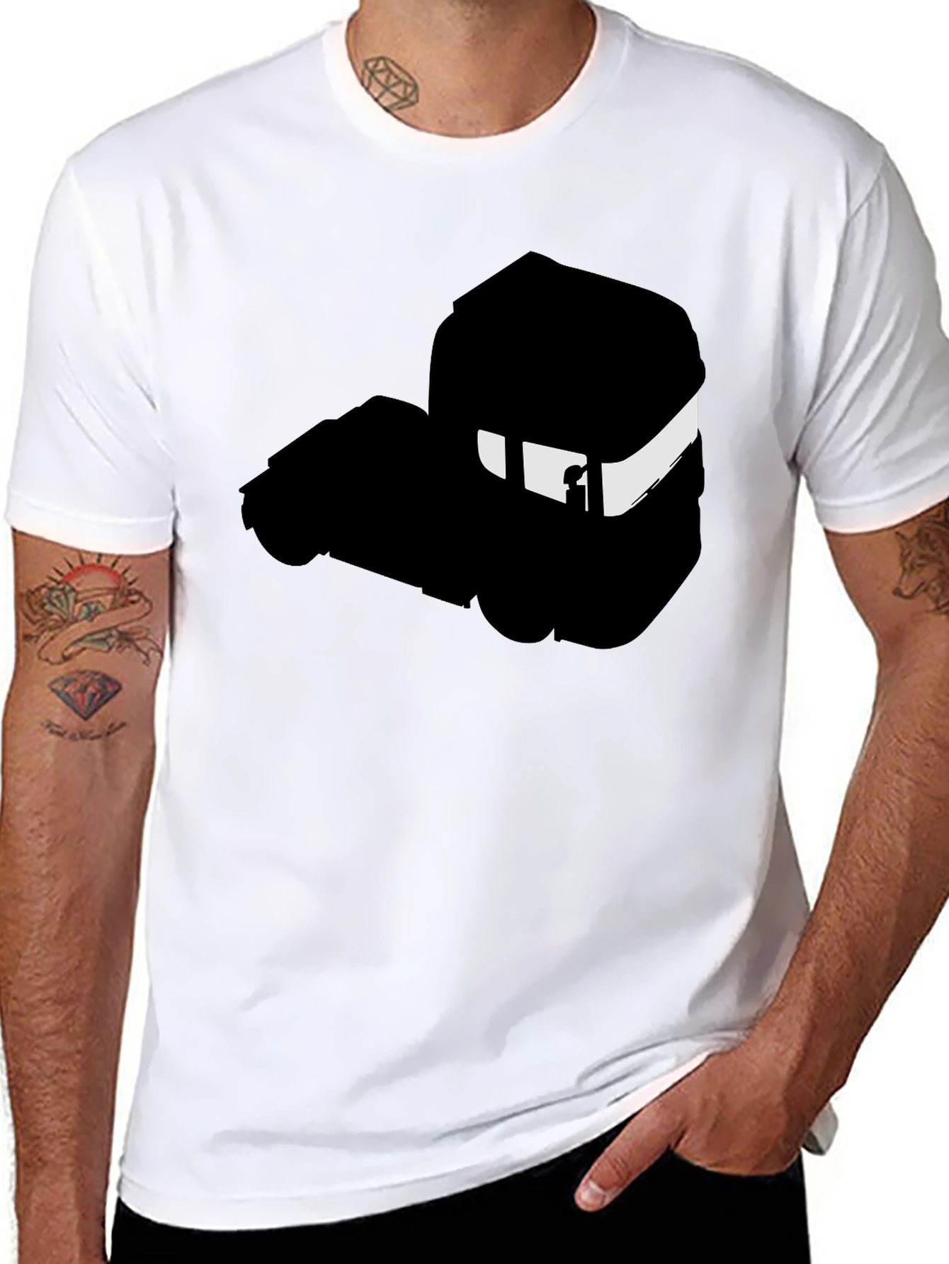 Minimalist Black T-Shirt with Abstract Train Silhouette