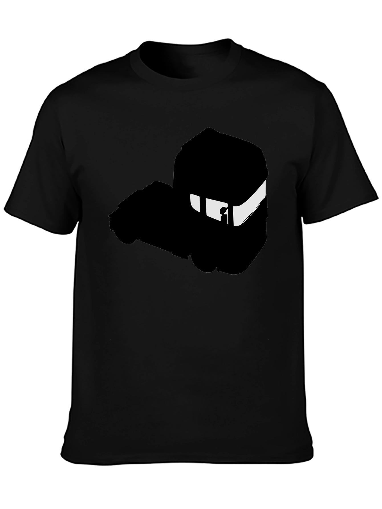 Minimalist Black T-Shirt with Abstract Train Silhouette