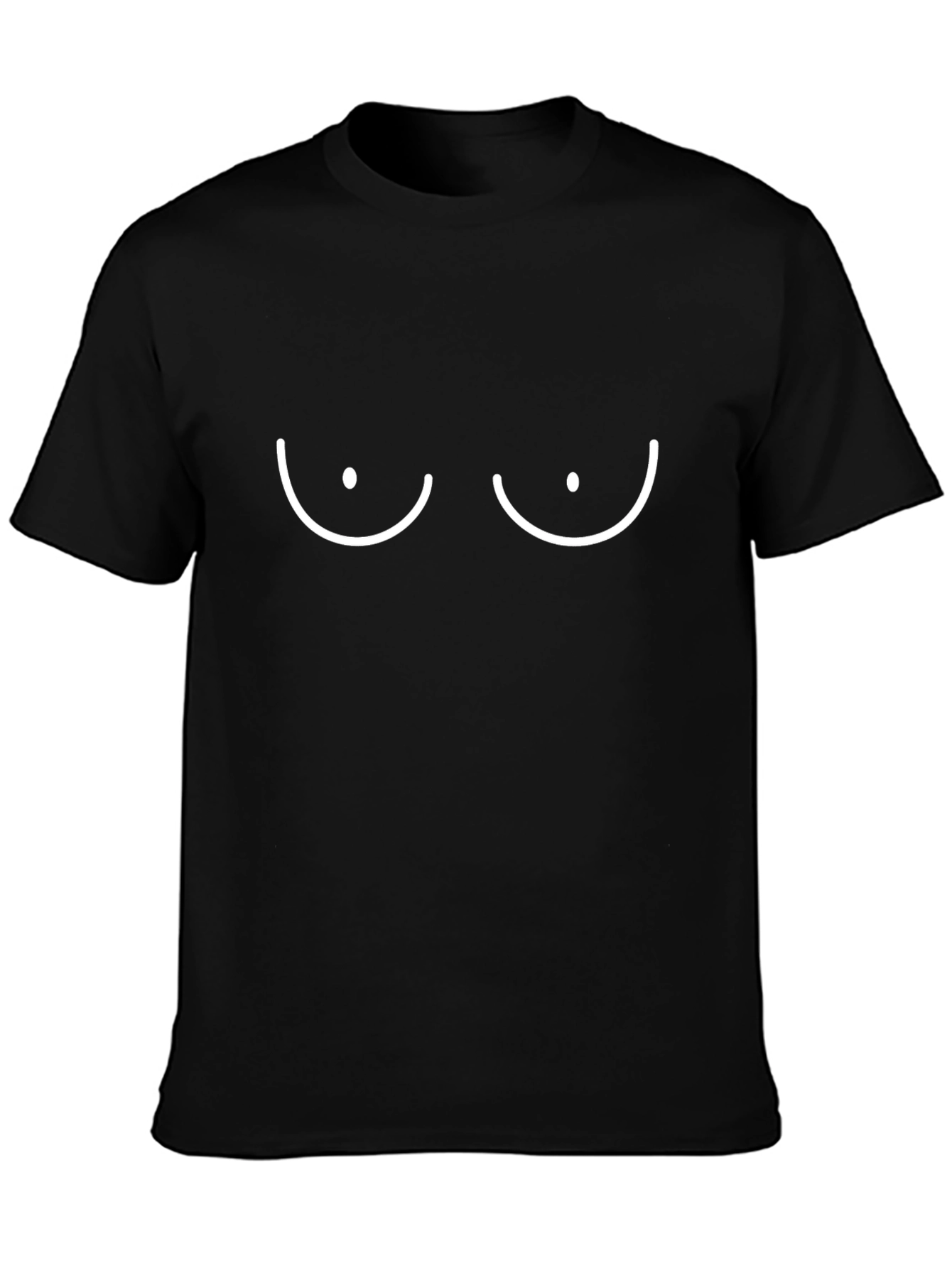 Funny Boob Outline Graphic Tee - Black Cotton T-Shirt