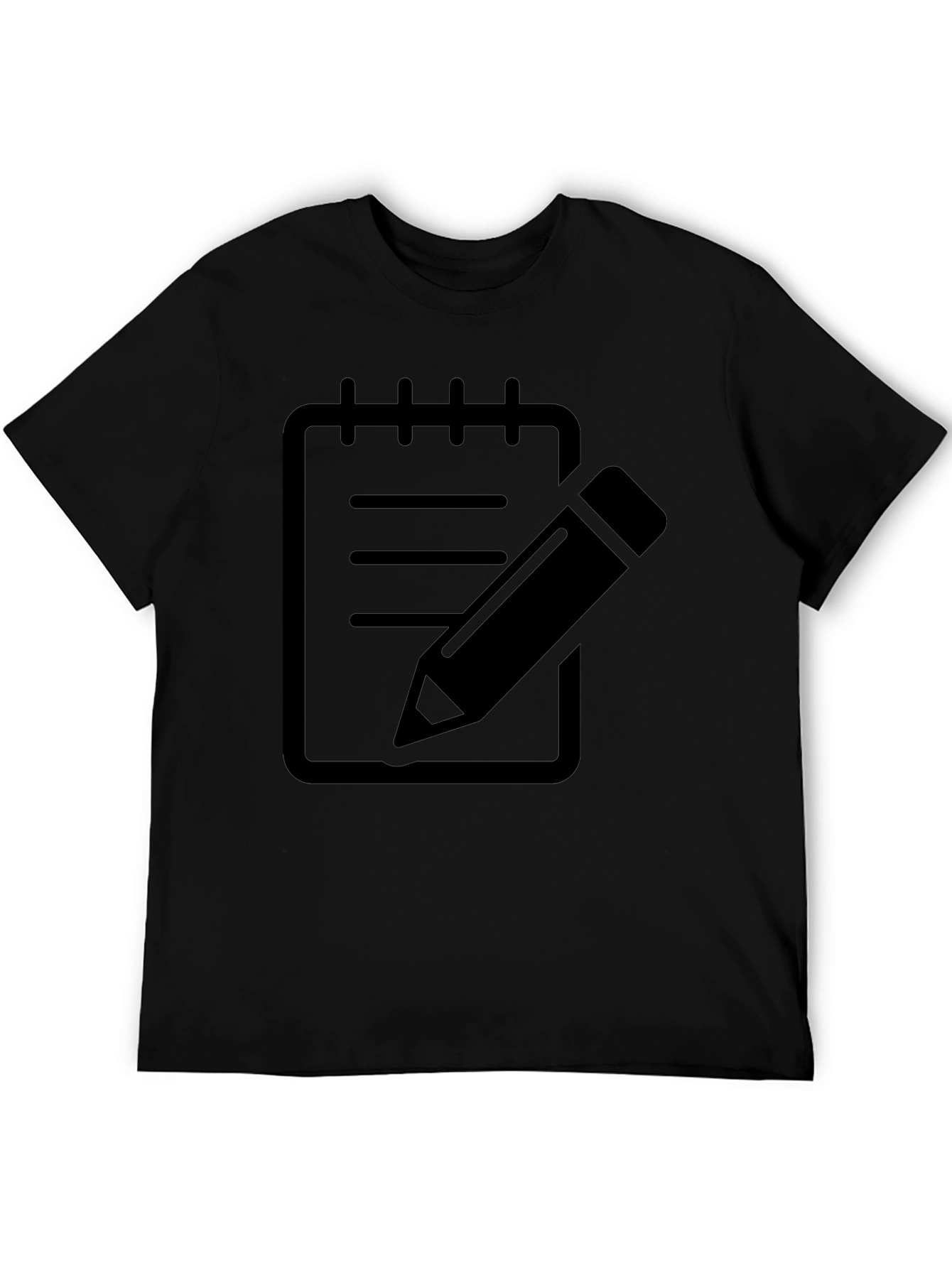 Notebook Pencil Graphic Tee - Black Cotton Casual Wear