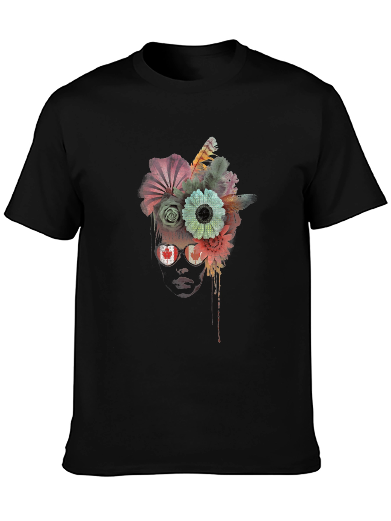 Floral Crown Graphic Black T-Shirt