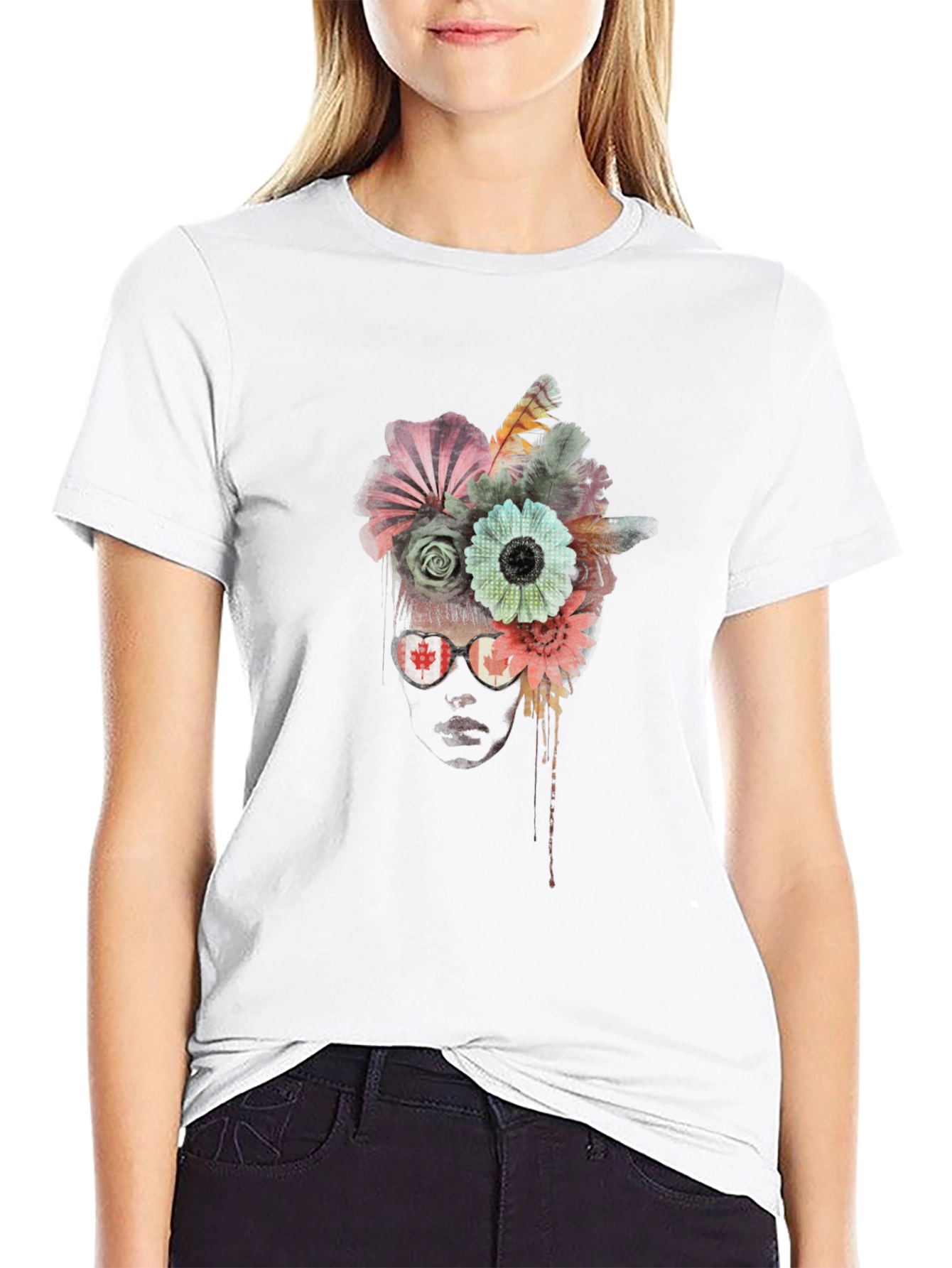 Floral Crown Graphic Black T-Shirt