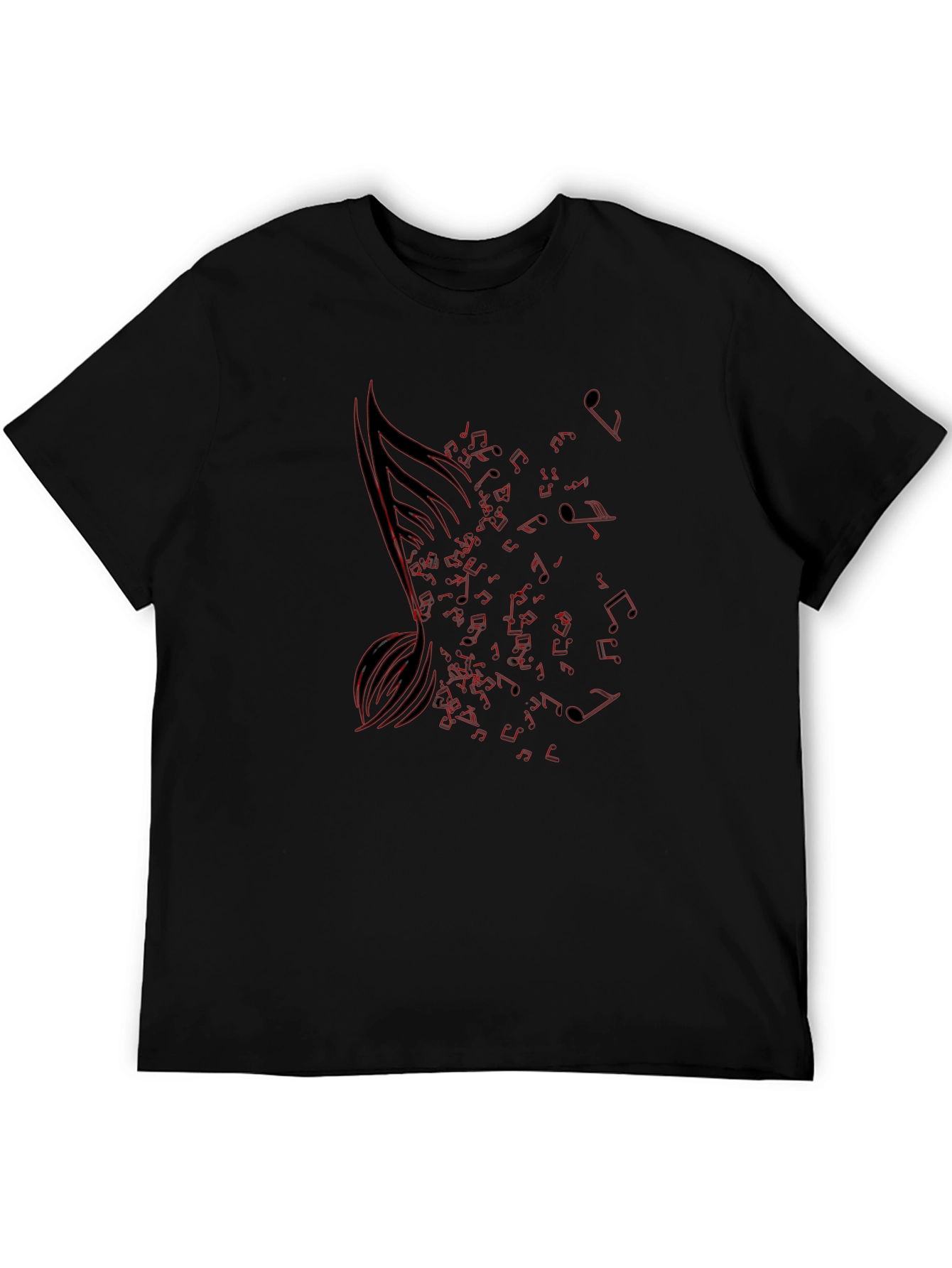 Musical Note Graphic Tee - Black Cotton T-Shirt