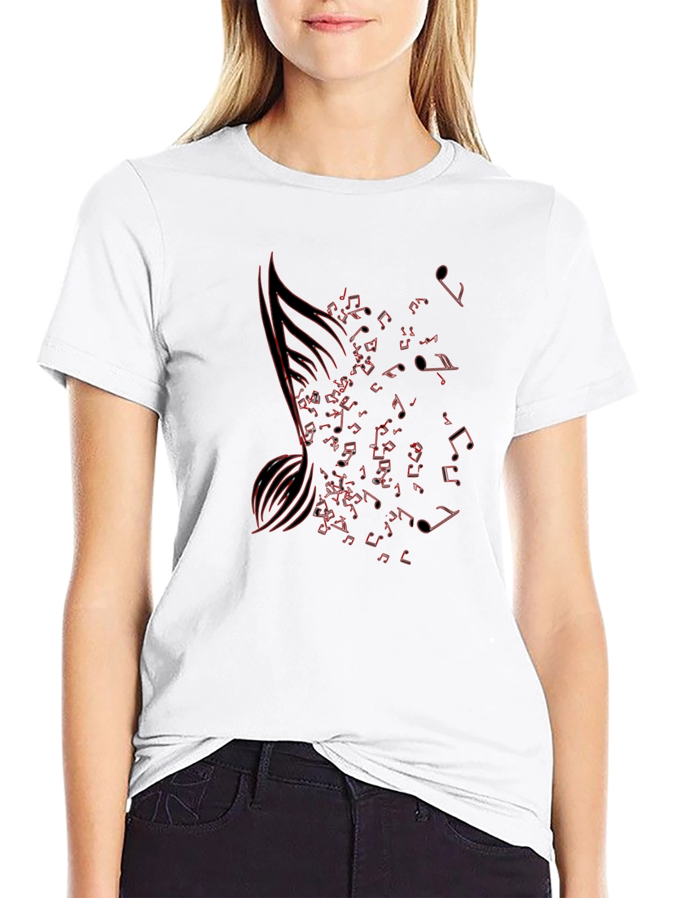 Musical Note Graphic Tee - Black Cotton T-Shirt