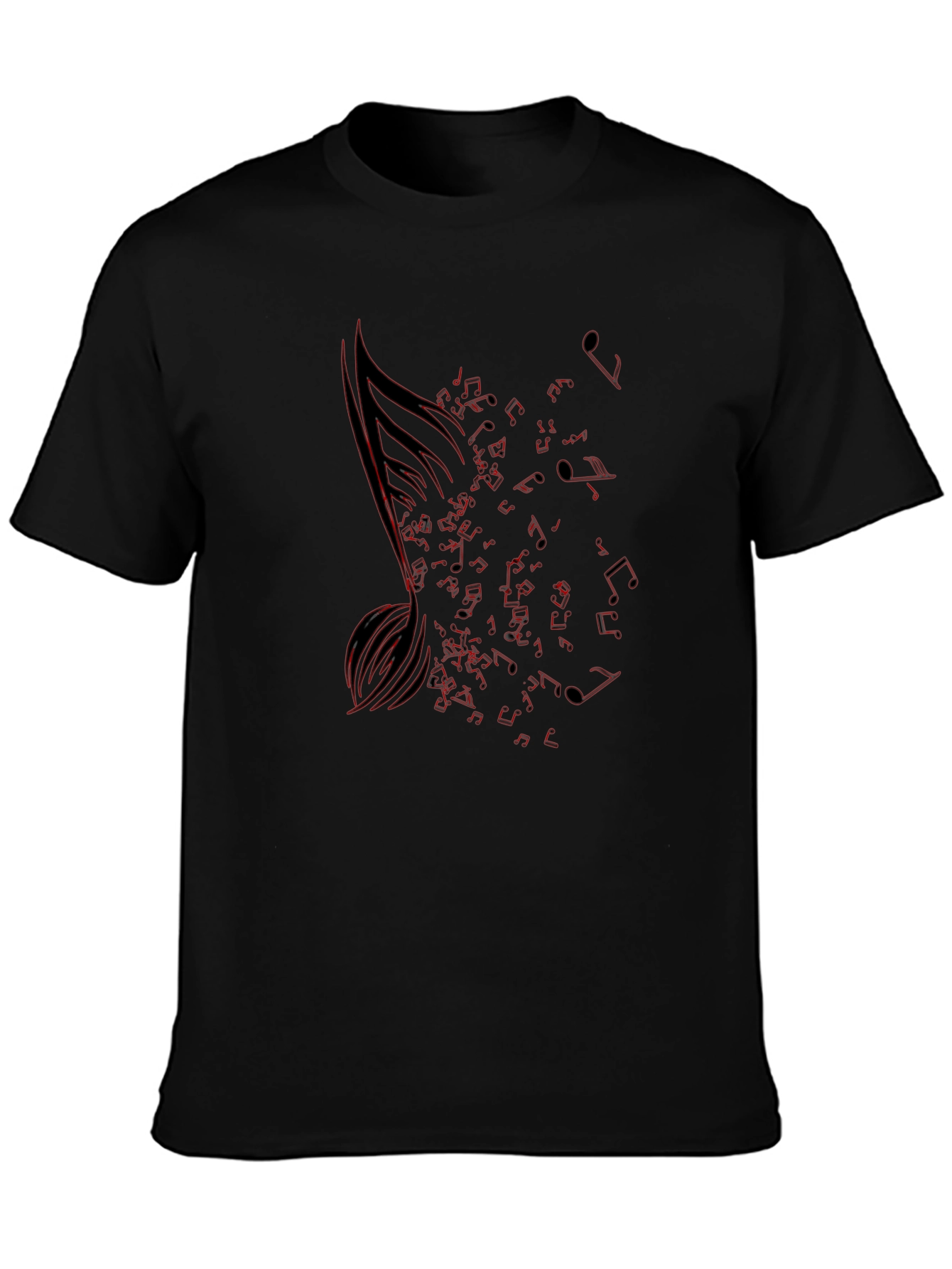 Musical Note Graphic Tee - Black Cotton T-Shirt